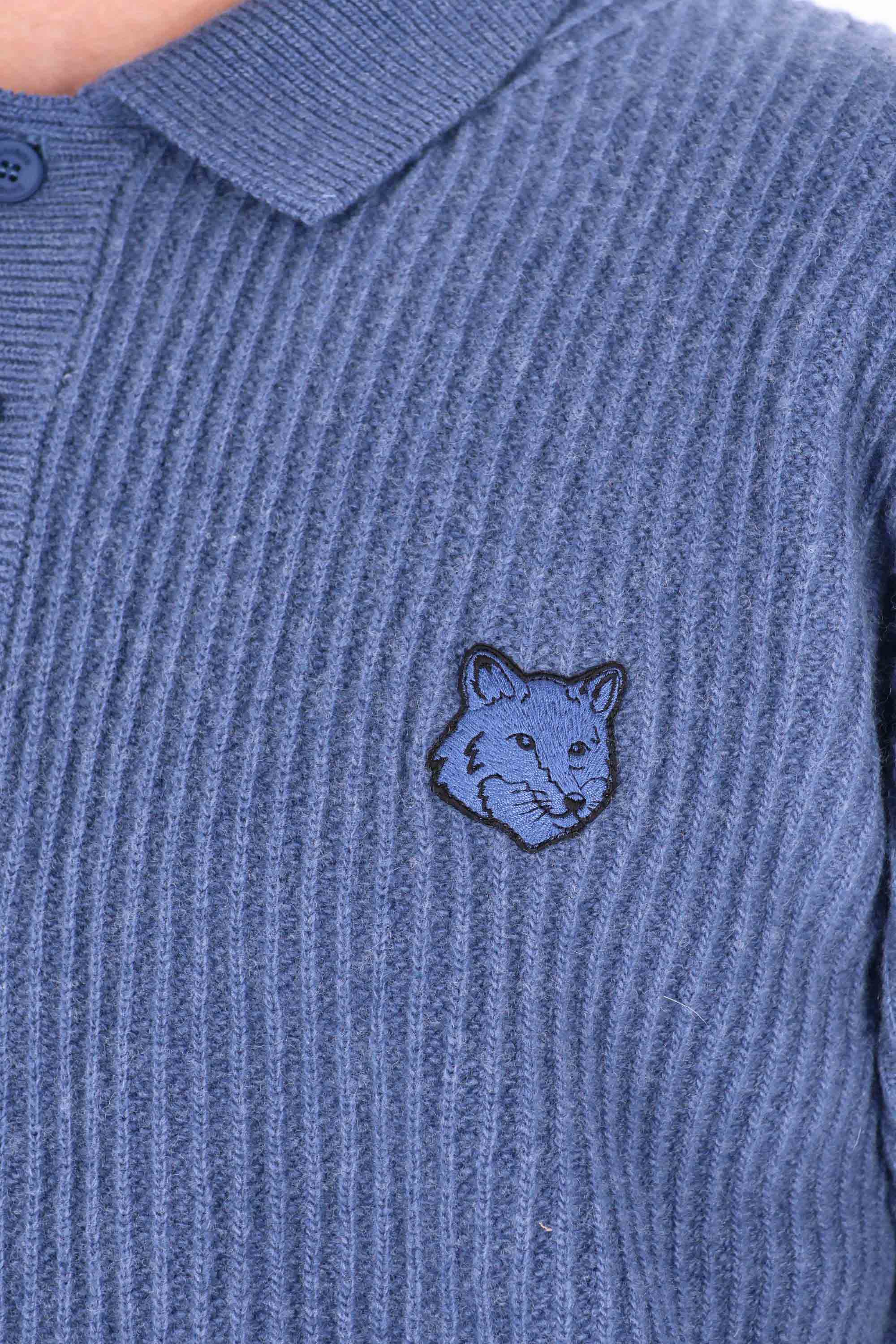 Maison Kitsune Men's Denim Sweater - FW25 Collection - Image 5