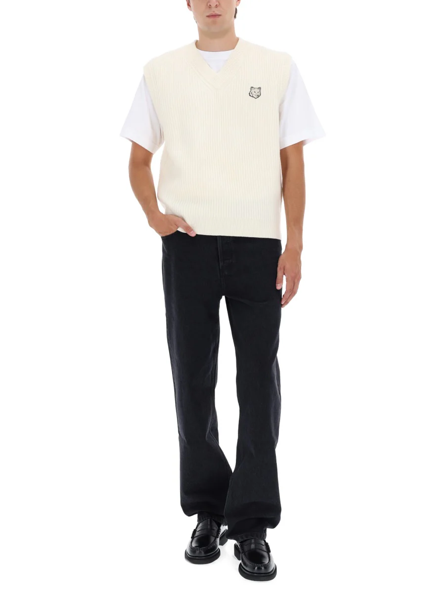 MAISON KITSUNÉ Ribbed Vest with Fox Patch - Image 6