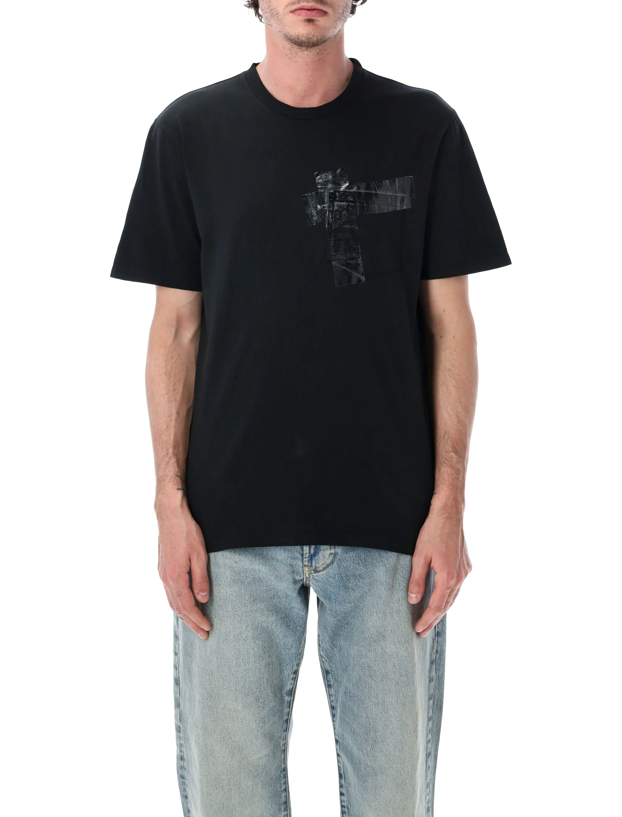 Maison Margiela Essential Short Sleeve T-Shirt with Textured Pocket - Large Size