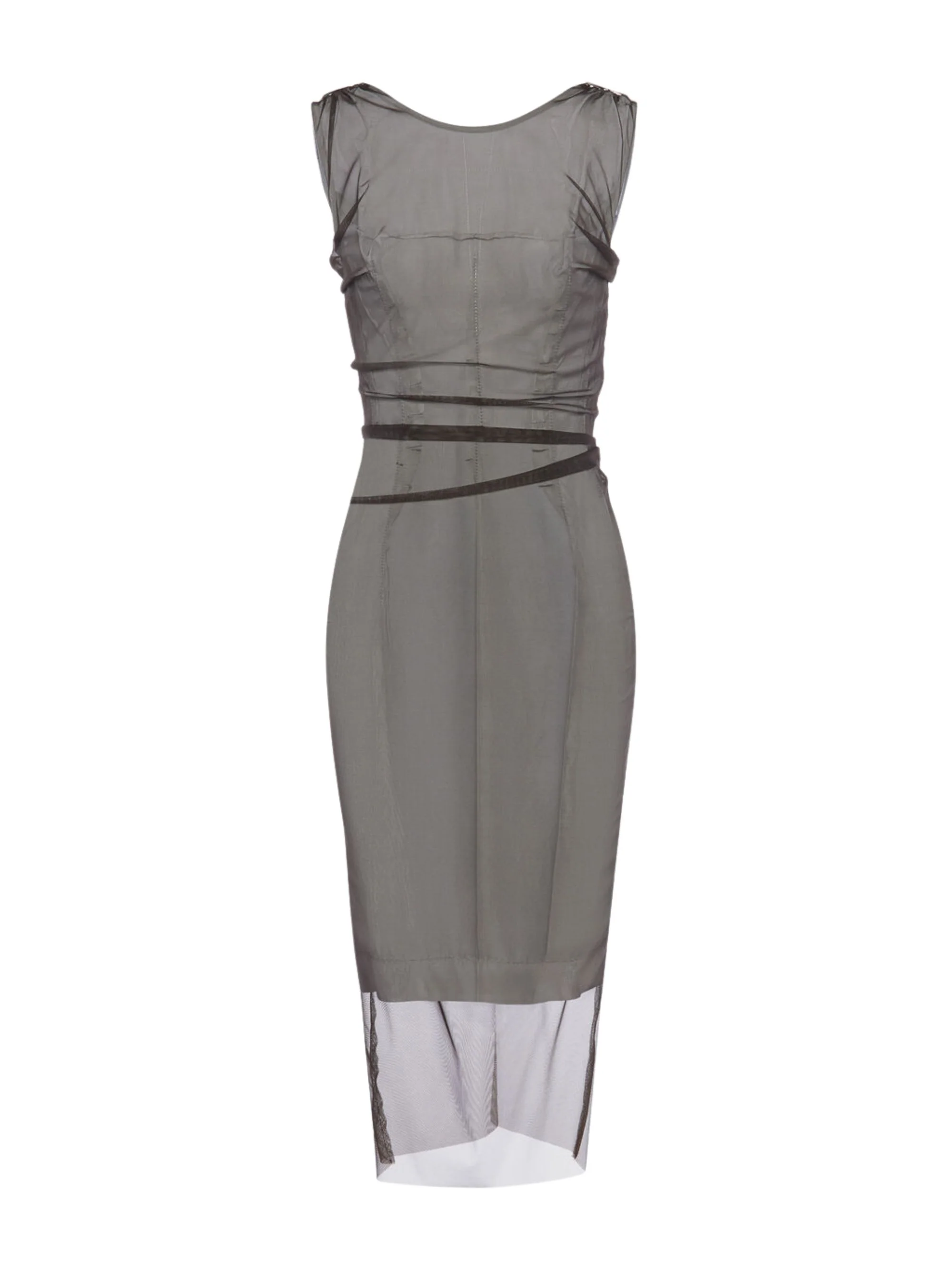 Maison Margiela Midi Length Transparent Dress with Unique Stitching