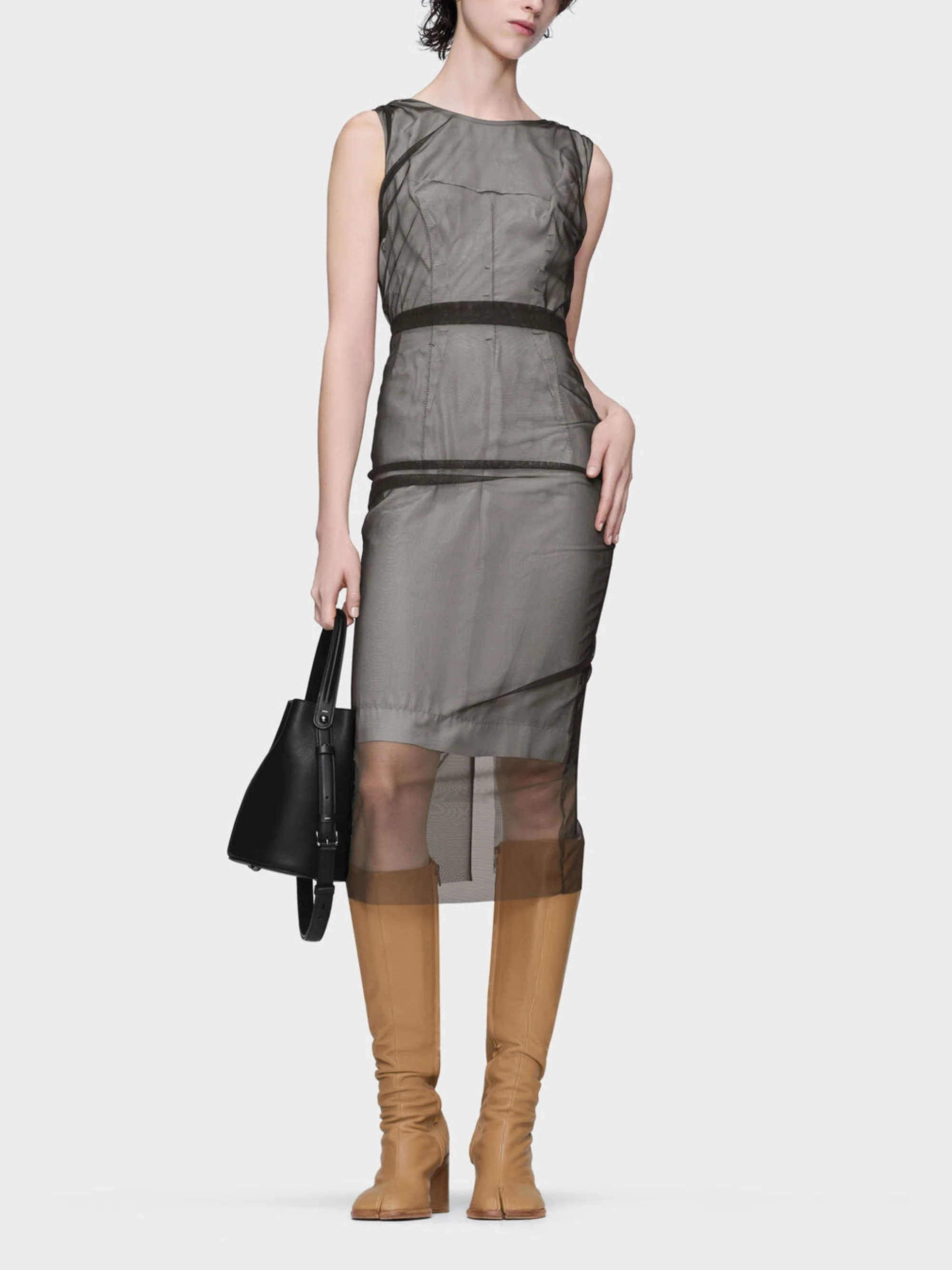 Maison Margiela Midi Length Transparent Dress with Unique Stitching - Image 2