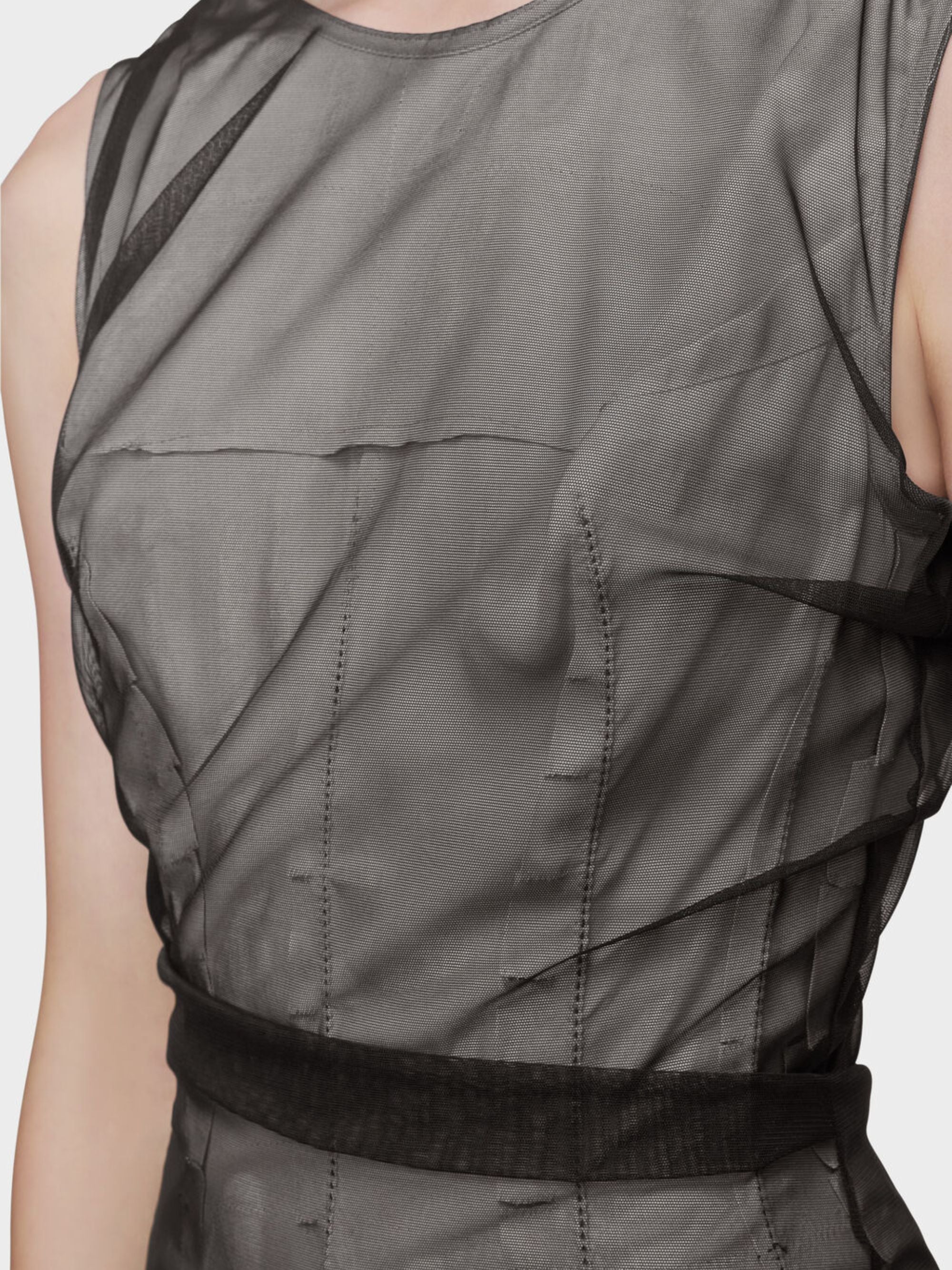 Maison Margiela Midi Length Transparent Dress with Unique Stitching - Image 4