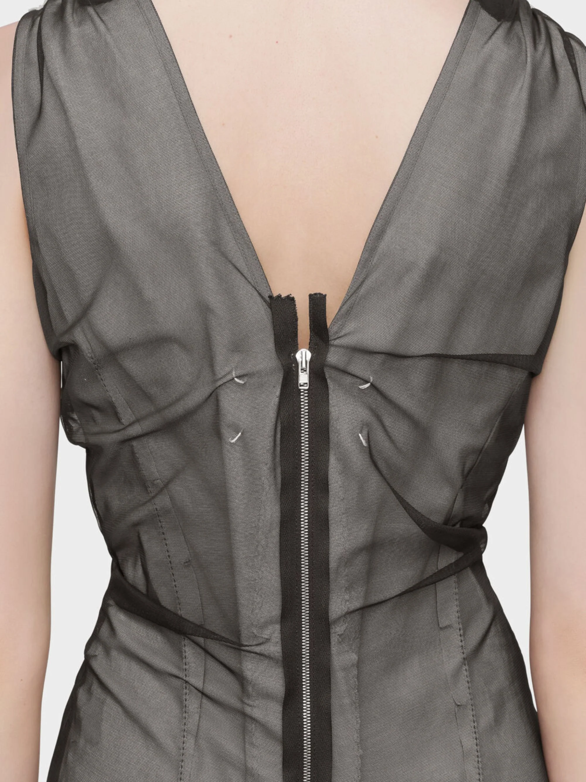 Maison Margiela Midi Length Transparent Dress with Unique Stitching - Image 5