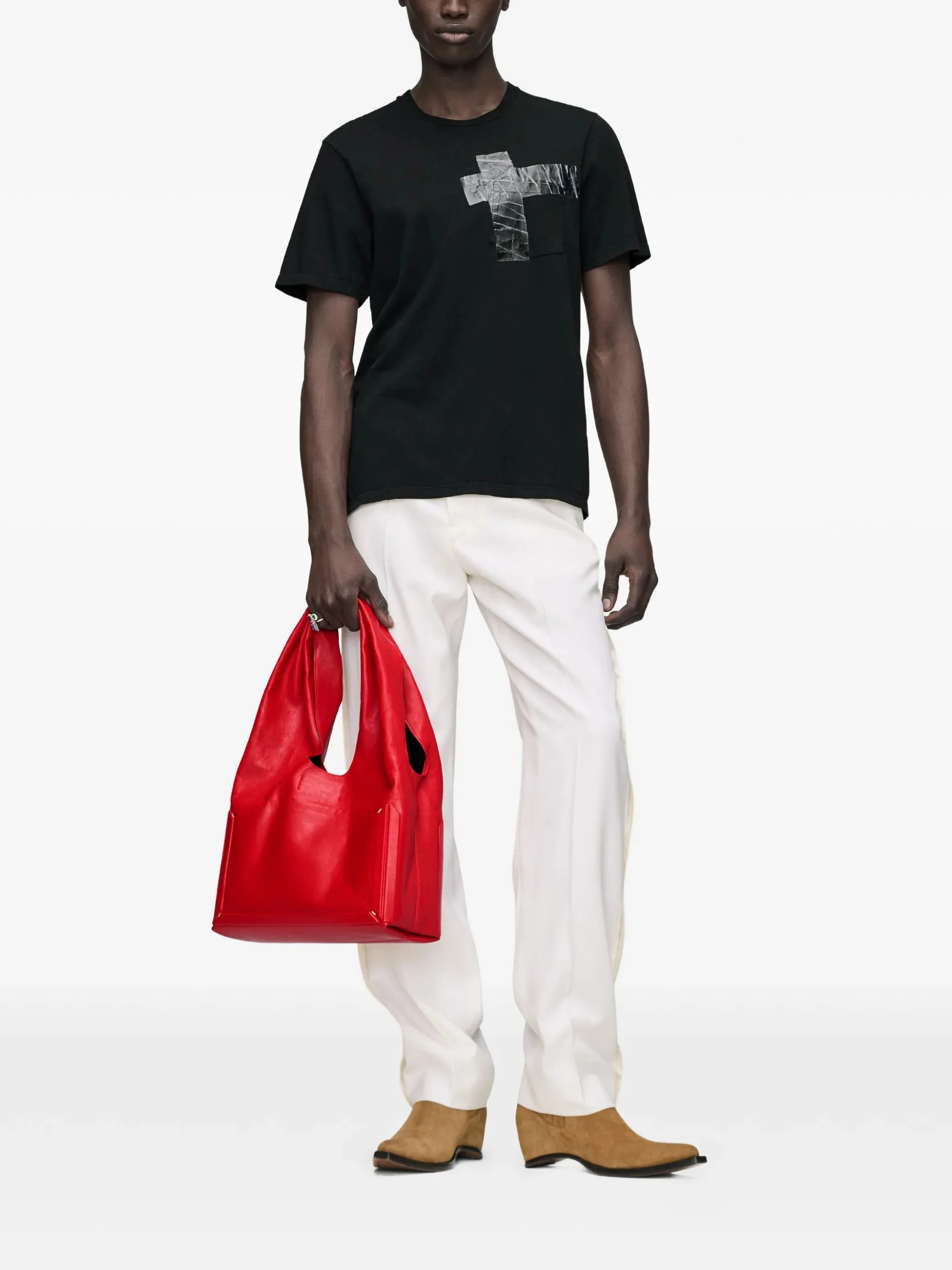 Maison Margiela Taped T-shirt with Transparent Detail for Men - Image 4