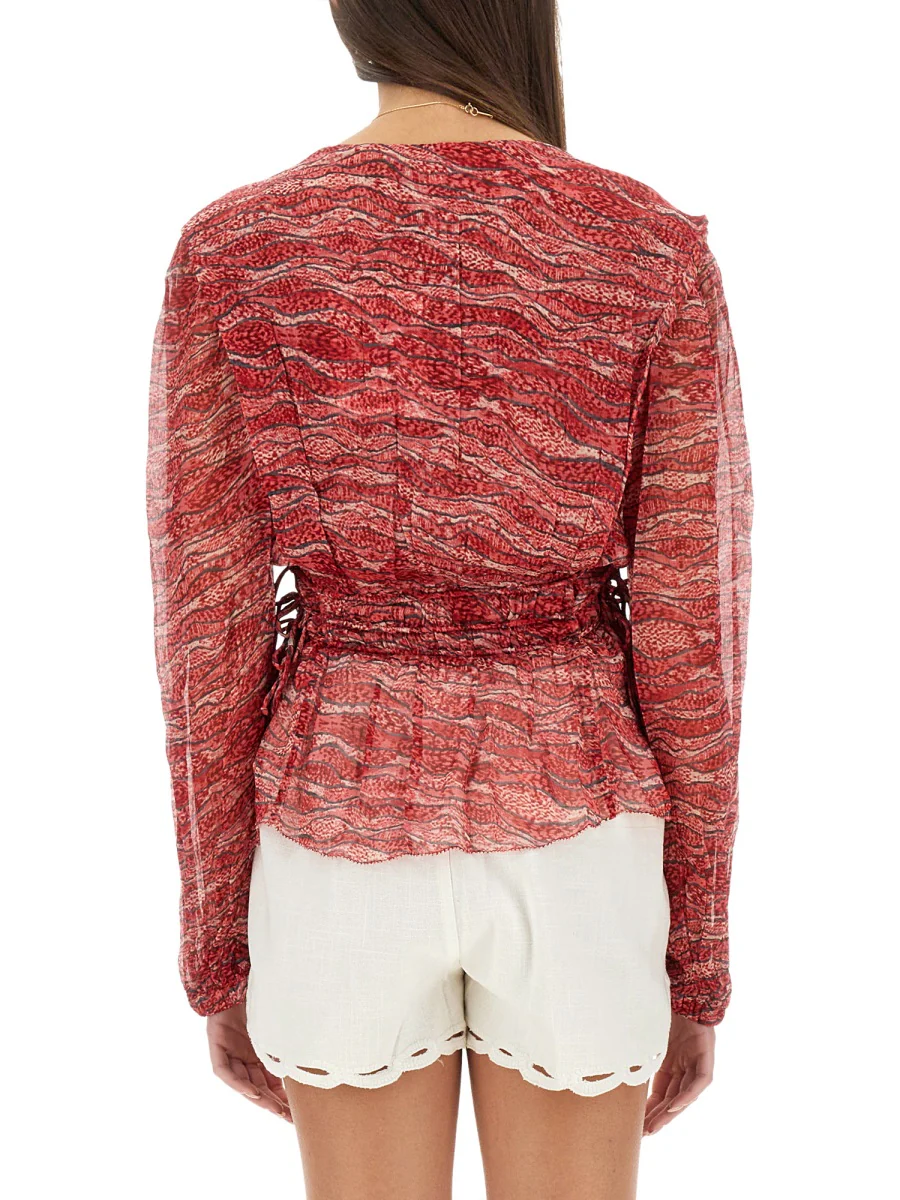 MARANT ÉTOILE Axeline Shirt with Frontal Buttons Creweck Long Sleeves Printed - Image 3