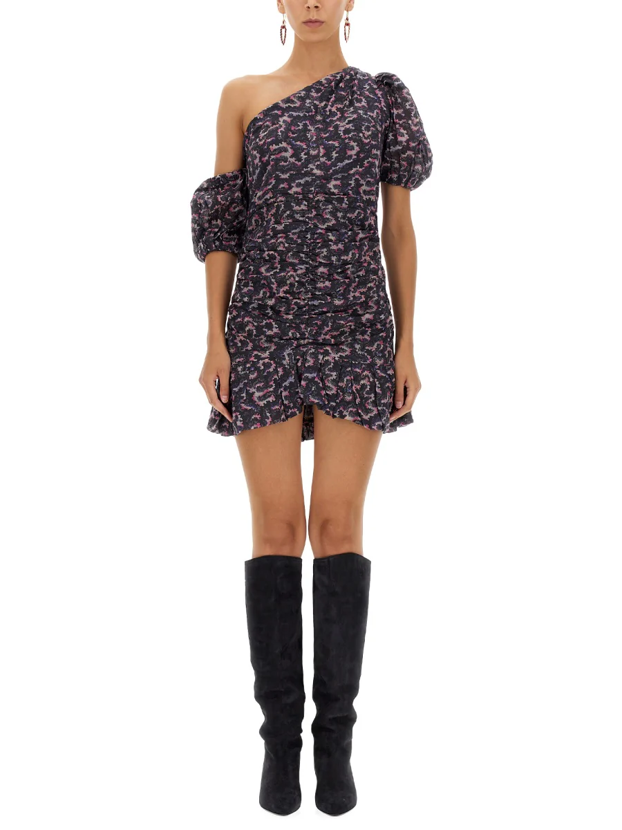 MARANT ÉTOILE Pamela Asymmetric Gathered Floral-print Cotton-mousseline Wrap Dress
