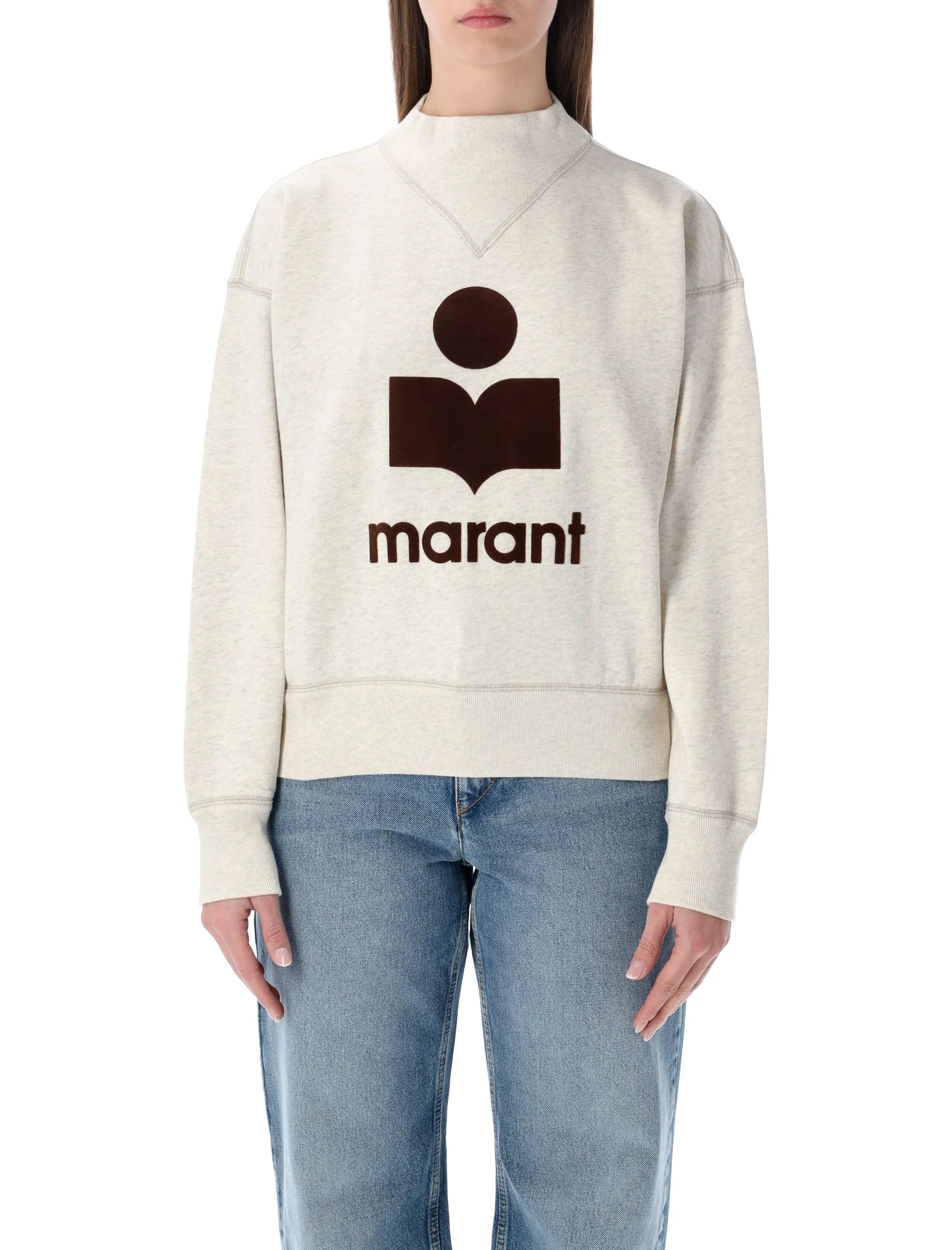 Marant Etoile Stand-Up Collar V-Neck Long Sleeve T-Shirt