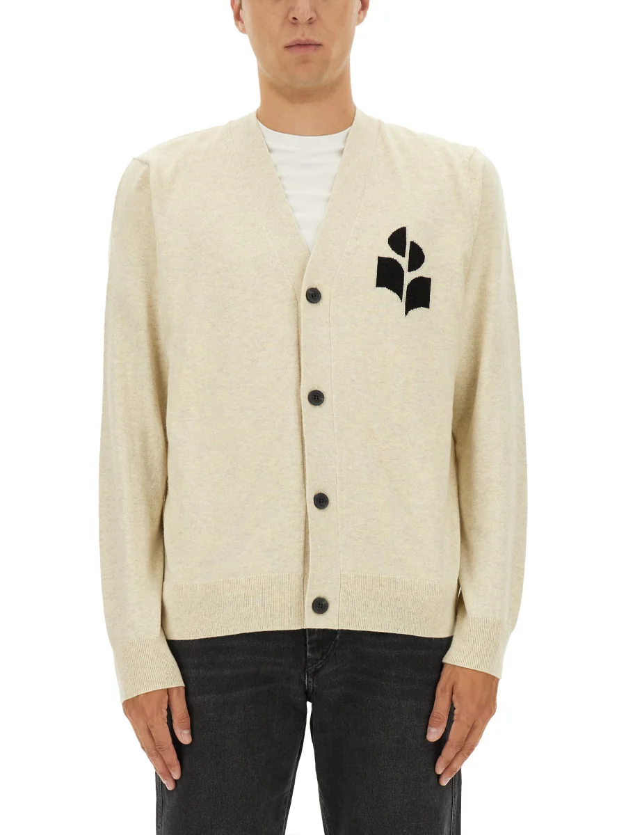 MARANT Logo Intarsia-Knit V-Neck Cardigan