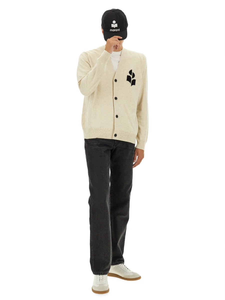 MARANT Logo Intarsia-Knit V-Neck Cardigan - Image 6