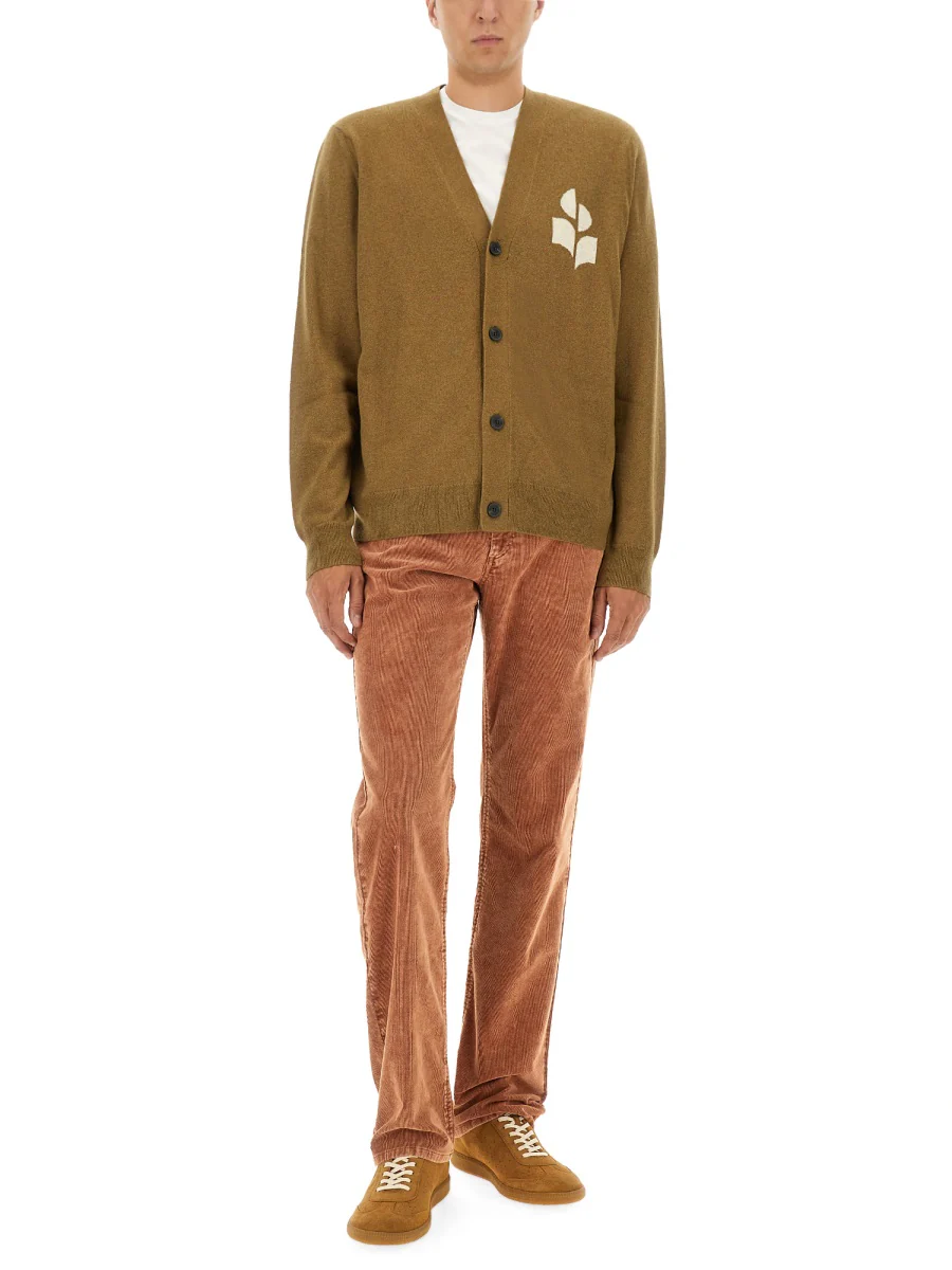 MARANT Logo Intarsia-Knit V-Neck Cardigan - Image 2