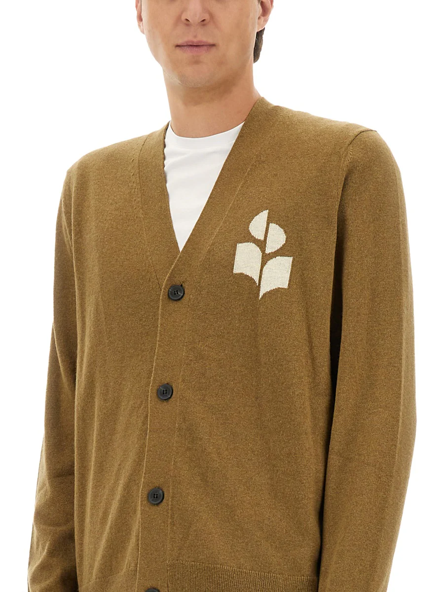 MARANT Logo Intarsia-Knit V-Neck Cardigan - Image 4