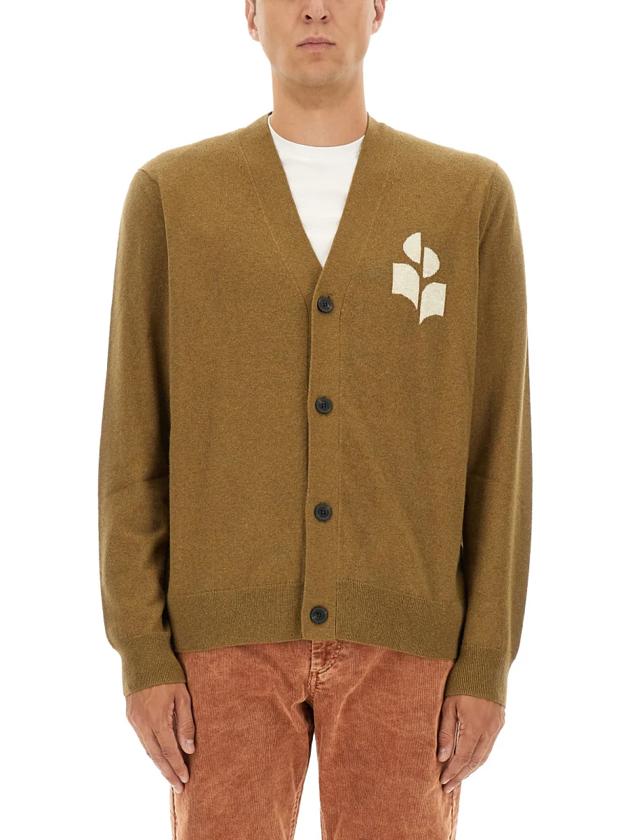 MARANT Logo Intarsia-Knit V-Neck Cardigan - Image 5