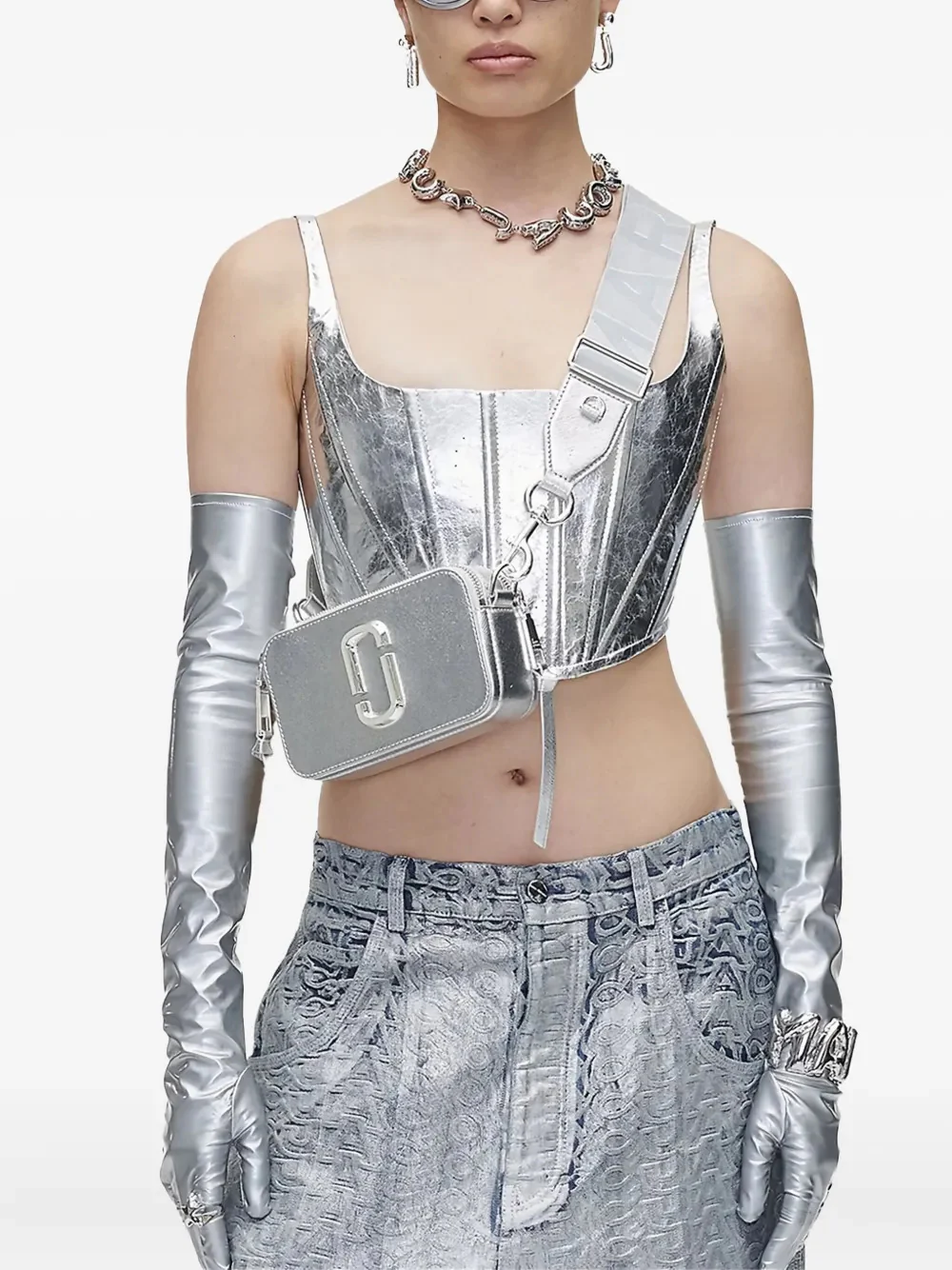 Marc Jacobs Mini Saffiano Double Zip Bag with Adjustable Webbing Strap - Image 2