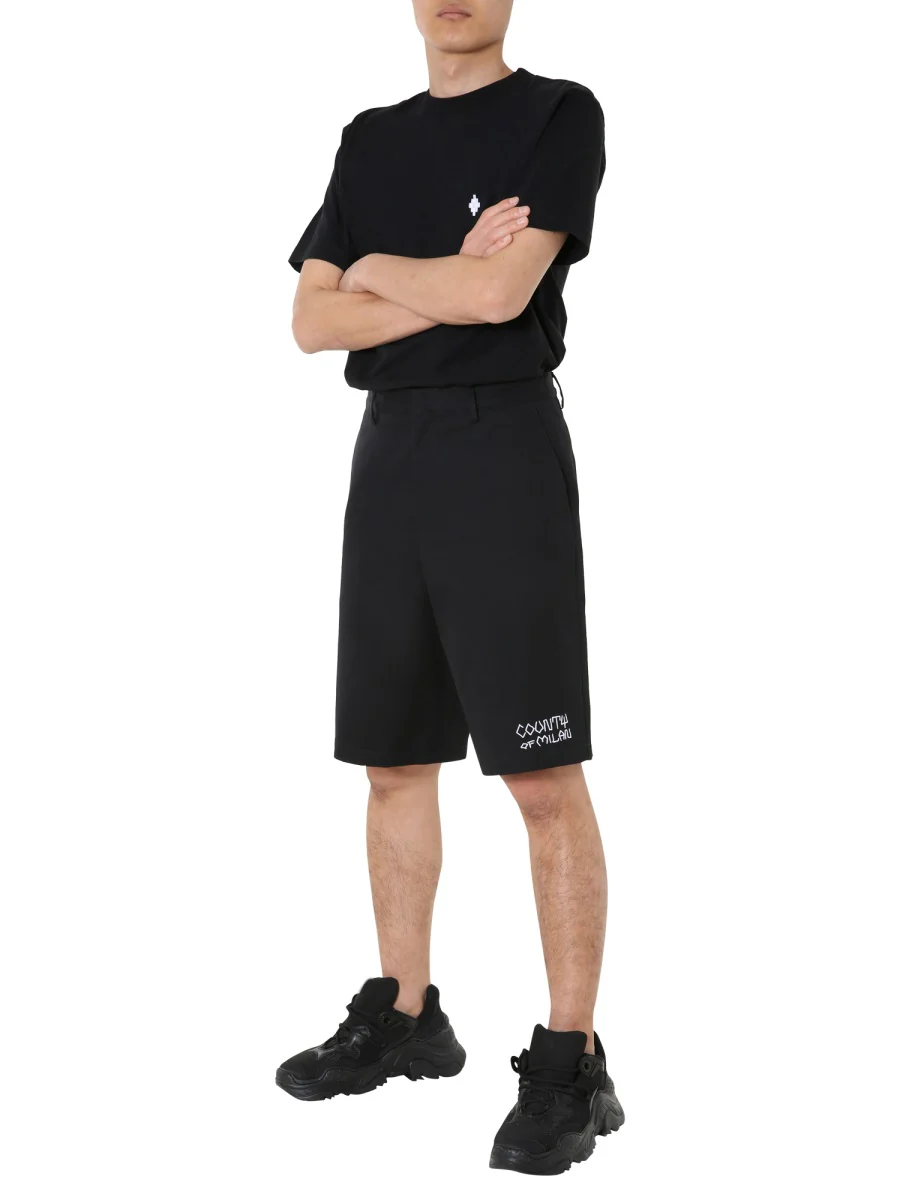 MARCELO BURLON COUNTY OF MILAN COUNTRY OCN COTTON TWILL BERMUDA SHORTS with EMBROIDERED LOGO - Image 2