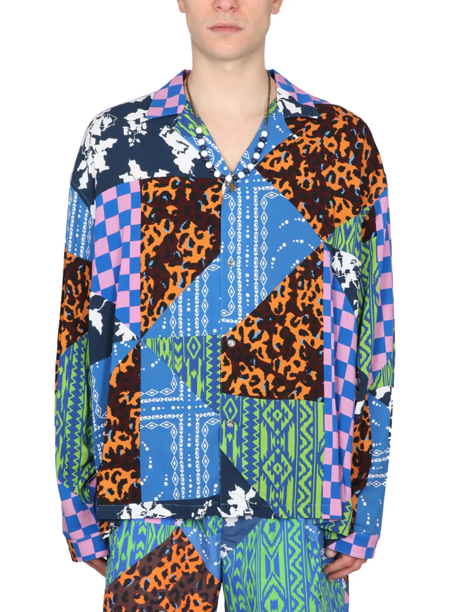 MARCELO BURLON COUNTY OF MILAN Mix-print Camp Collar Shirt