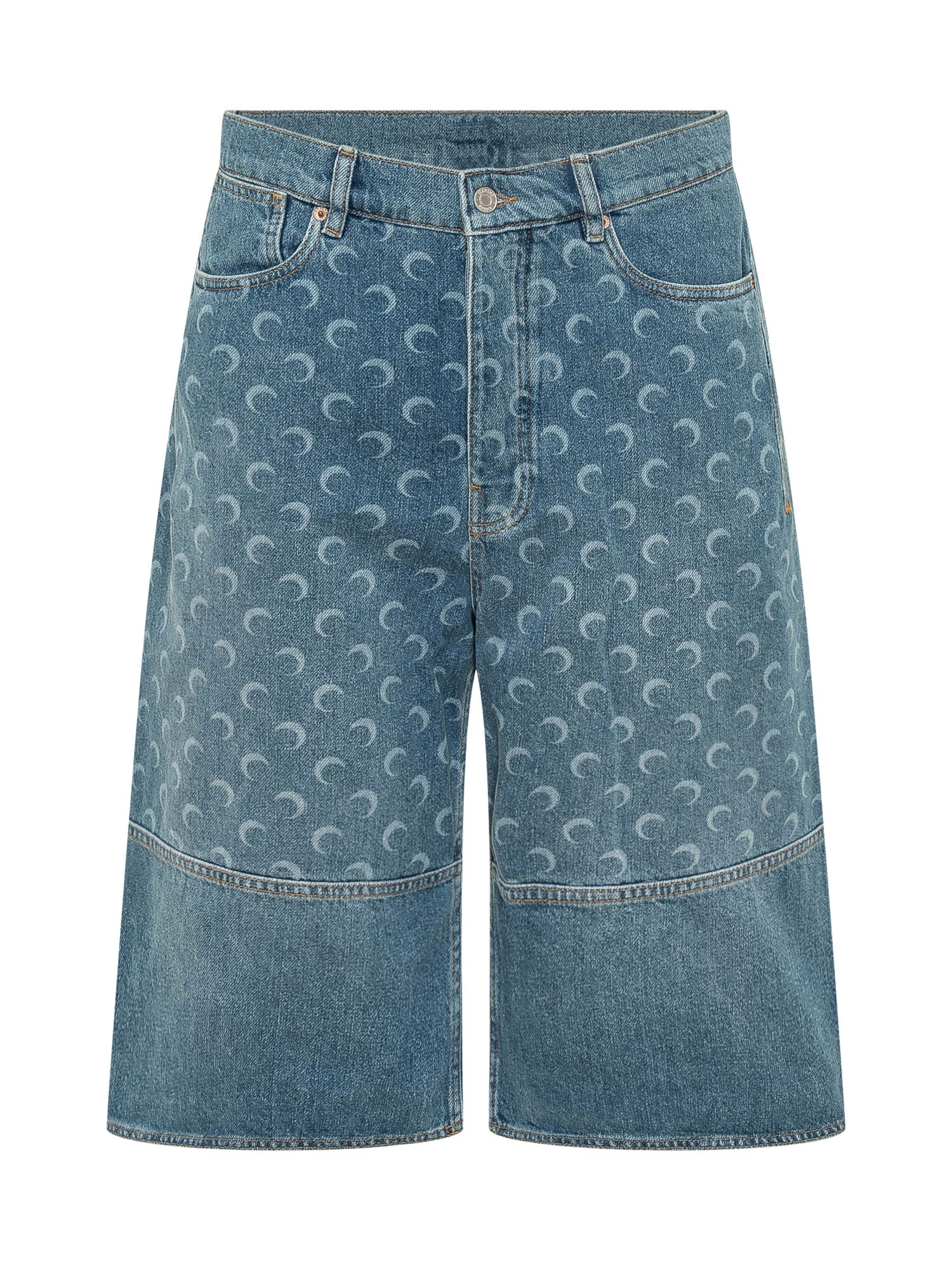 Marine Serre Bermuda Shorts with StamPaint Luna Detail