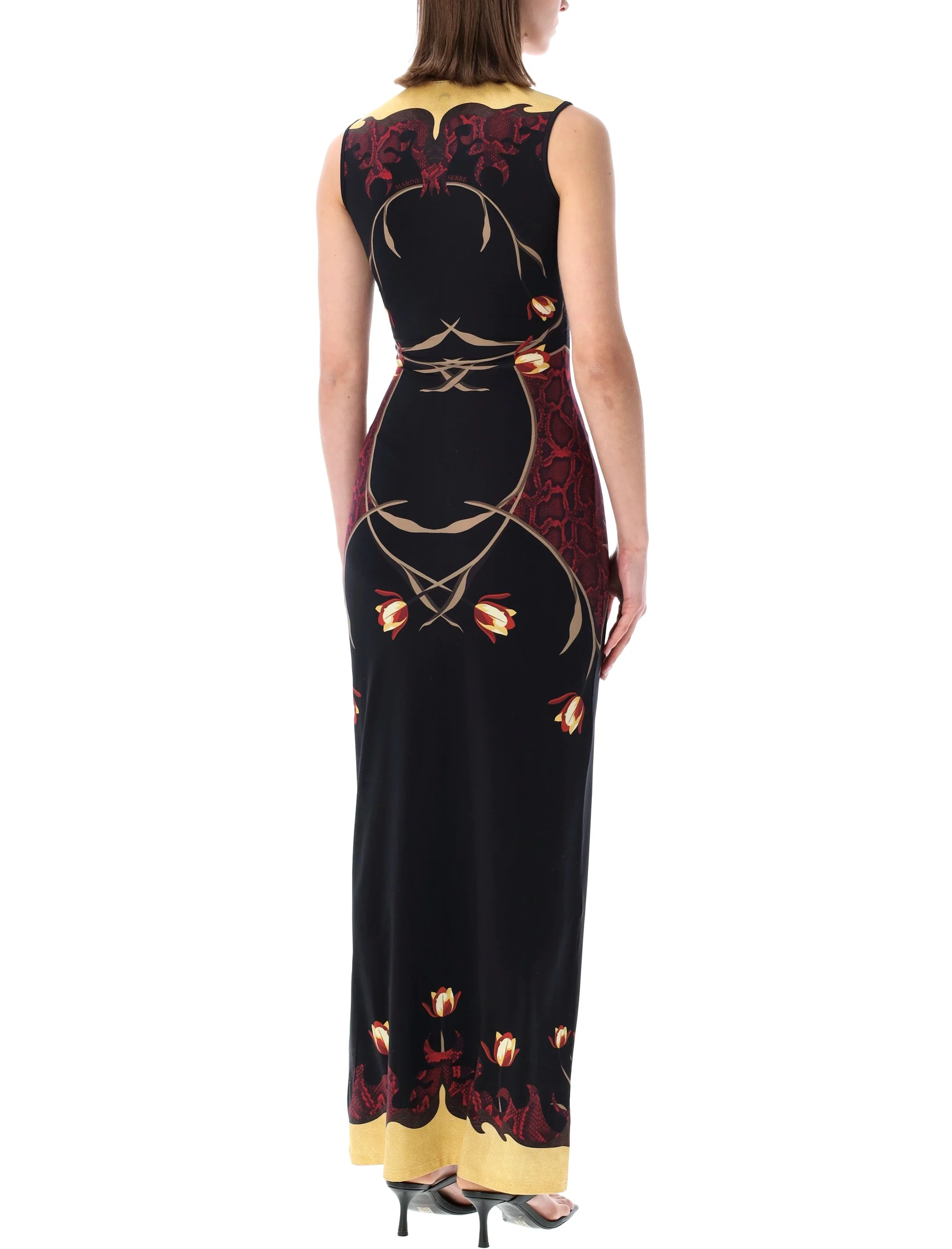 MARINE SERRE Floral-print Tie-neck Maxi Dress - Image 2