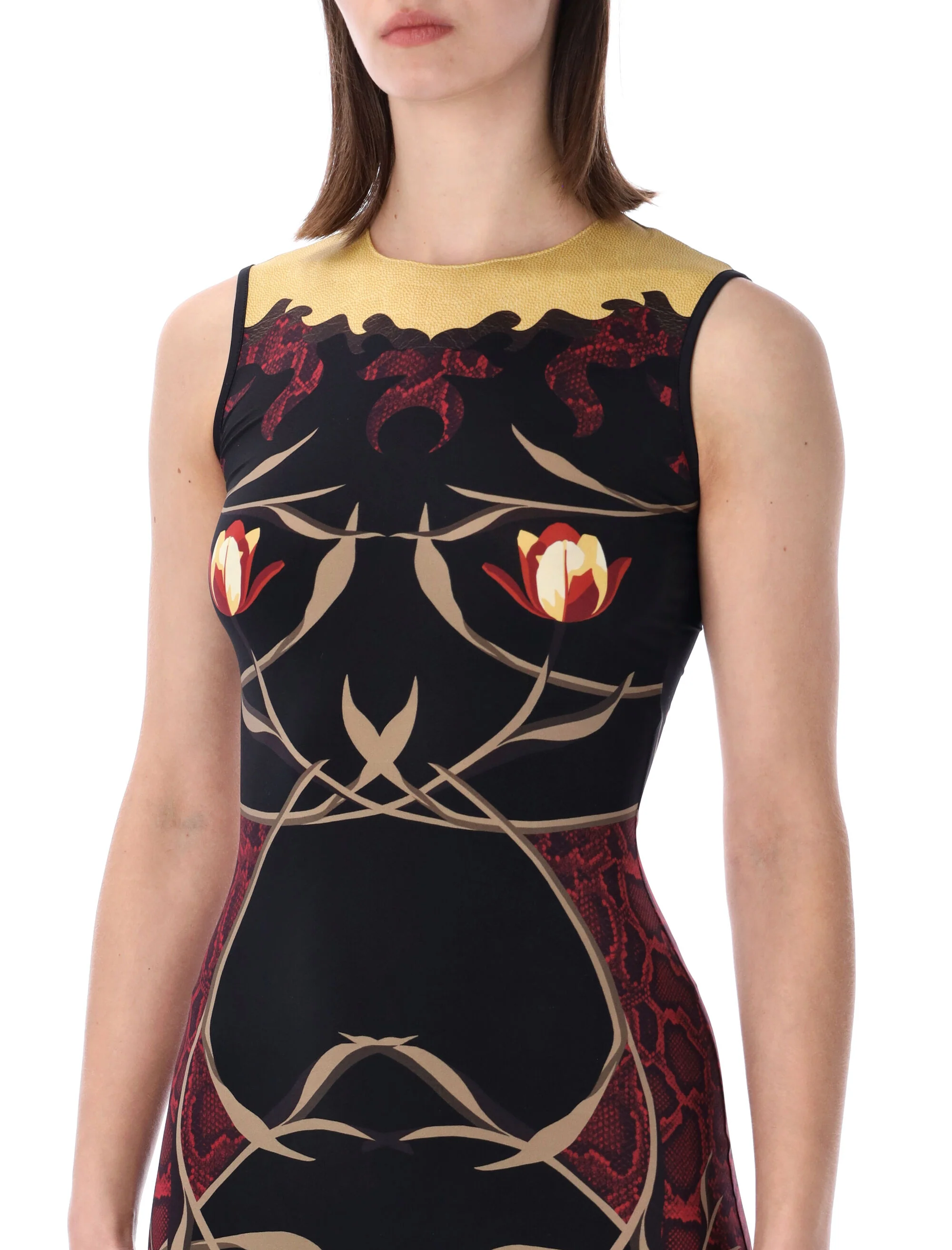 MARINE SERRE Floral-print Tie-neck Maxi Dress - Image 3