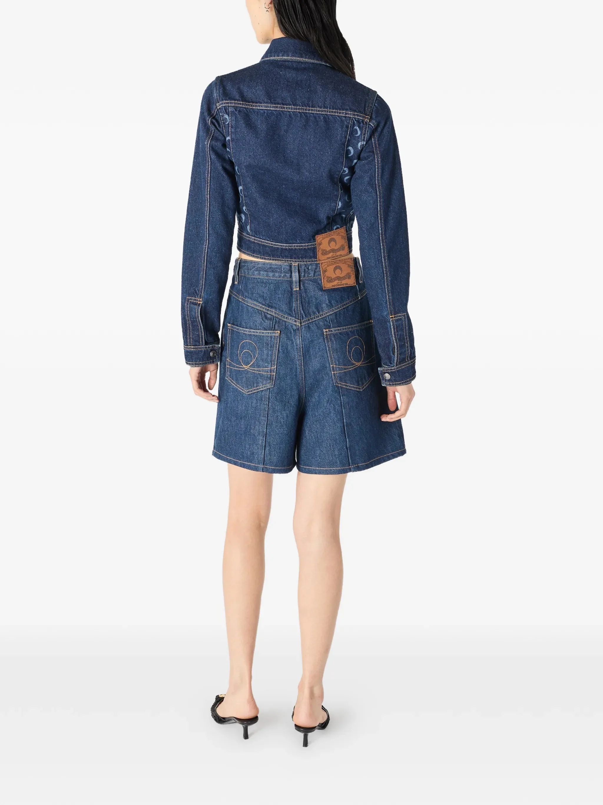 Marine Serre High-Waisted Mini Shorts with Double Zip Detail - Image 3