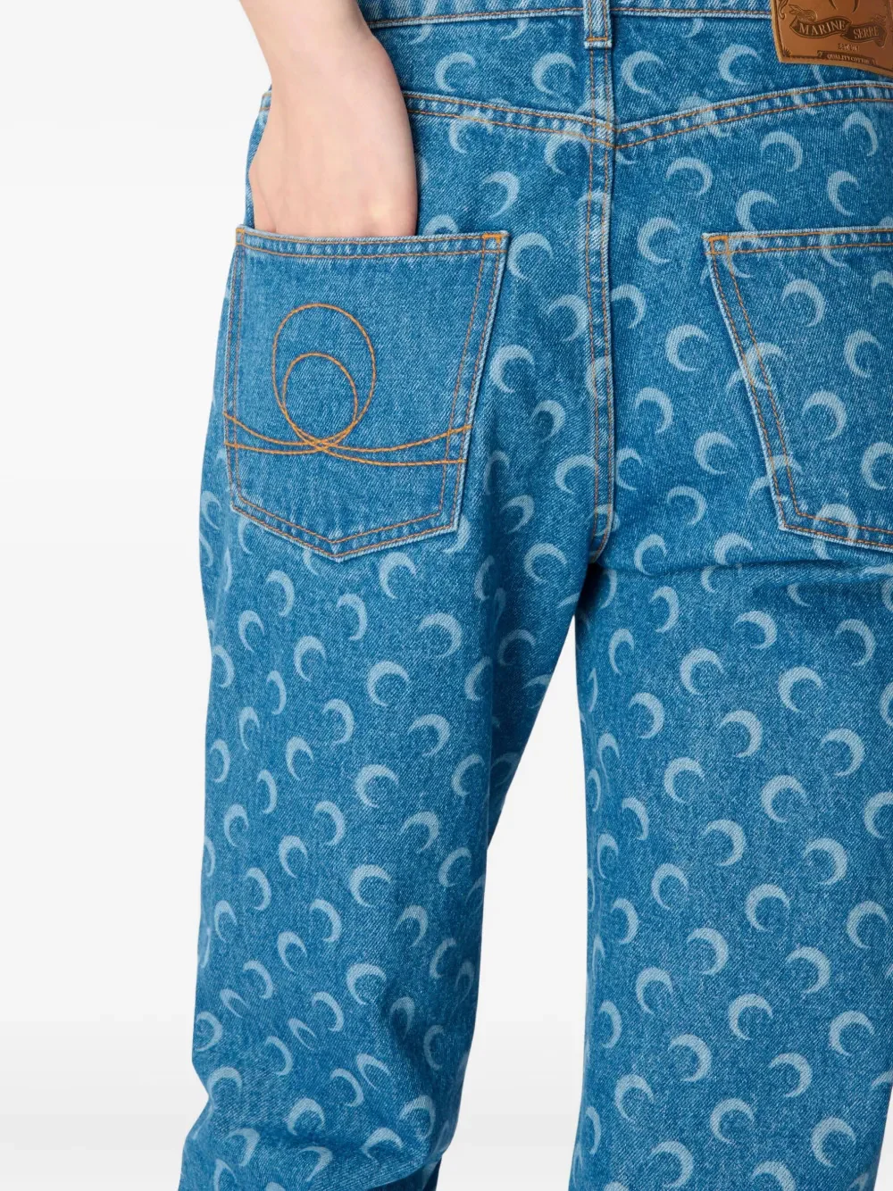Marine Serre Mini Signature Print Five-Pocket Pants with Belt Loops - Image 3