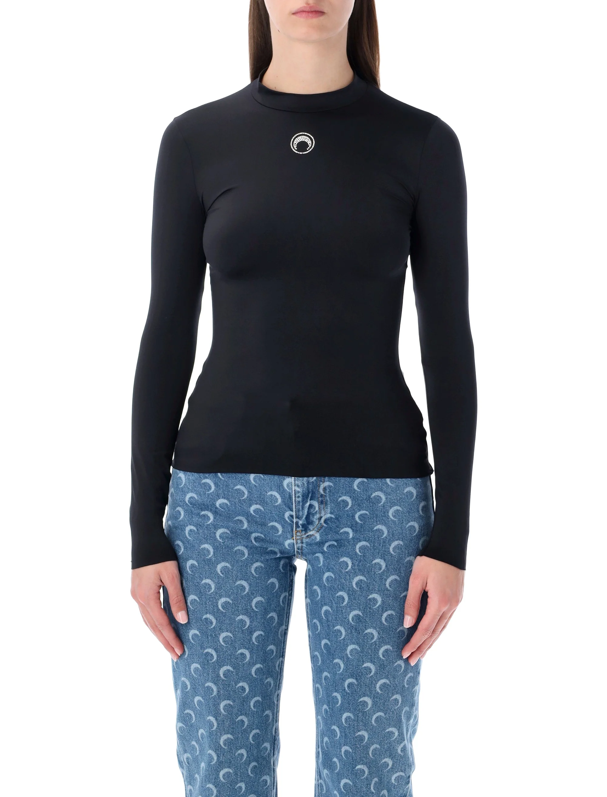 MARINE SERRE Moon-logo Long-sleeve T-shirt - Image 4