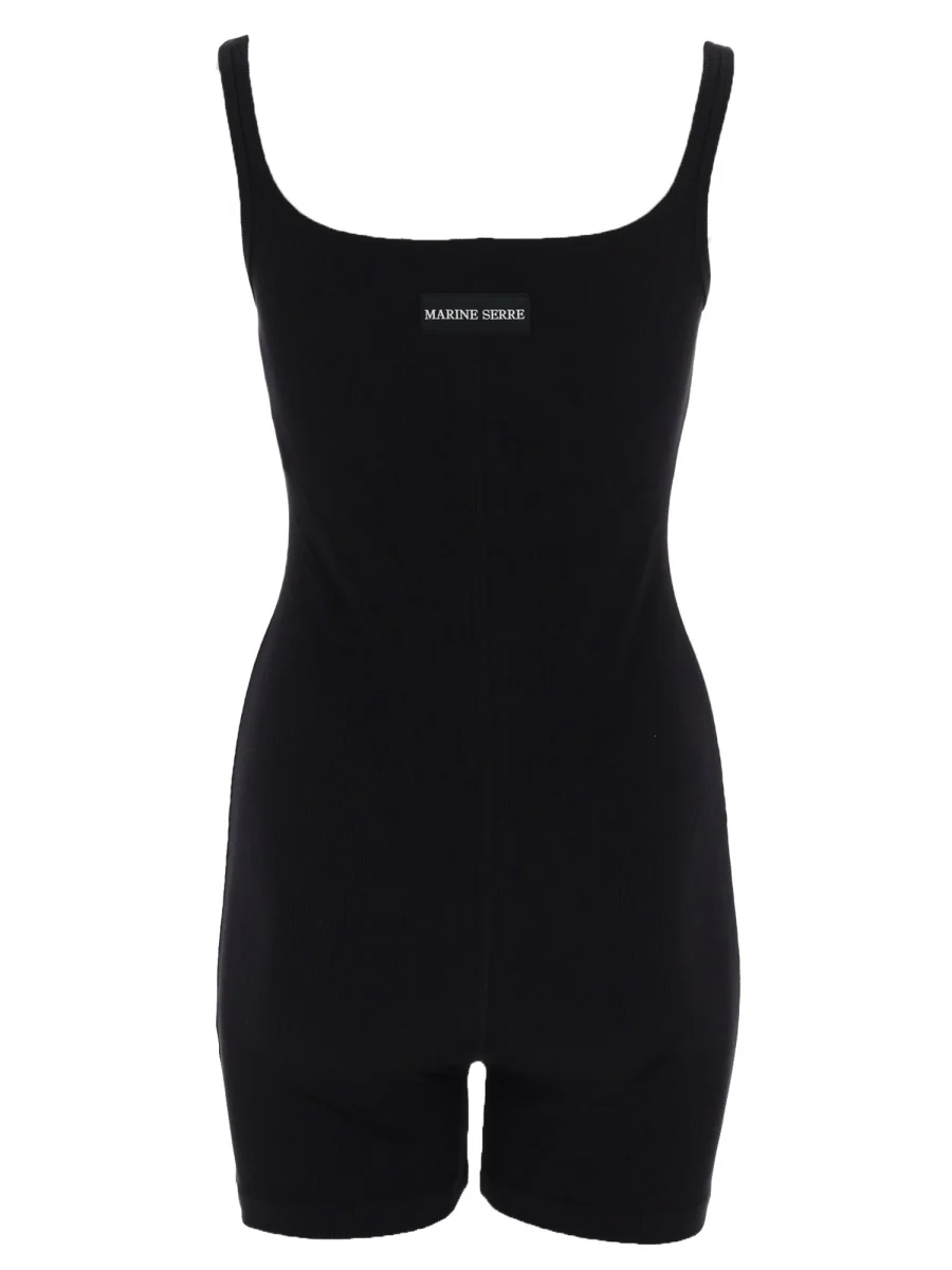 MARINE SERRE Moon Logo Ribbed Jersey Short Catsuit - Image 2