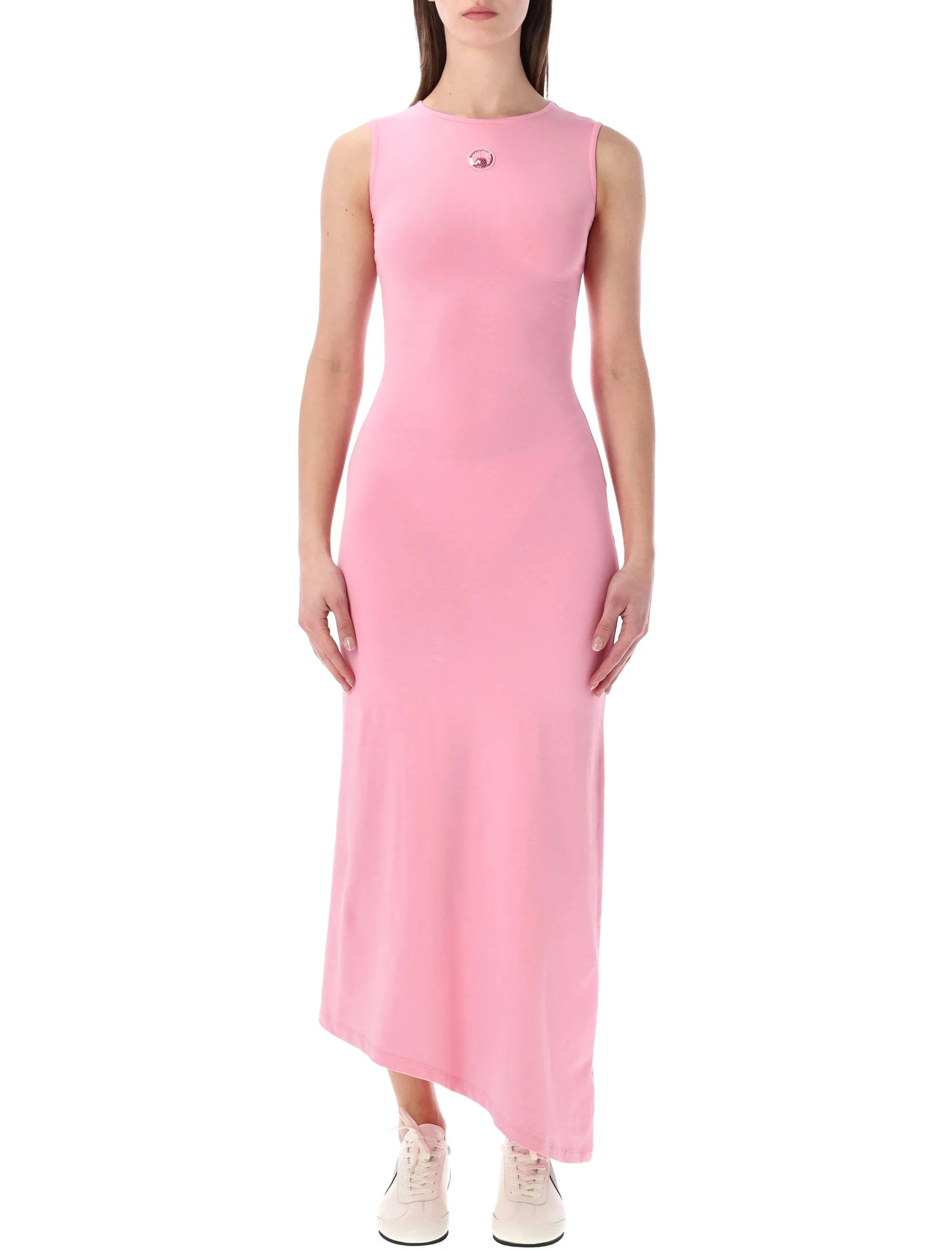 MARINE SERRE Pearl Logo Asymmetrical Midi Dress