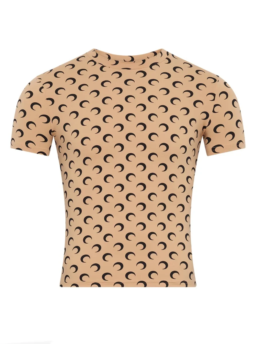 MARINE SERRE Recycled Moon Jersey Second Skin Short Sleeves Top