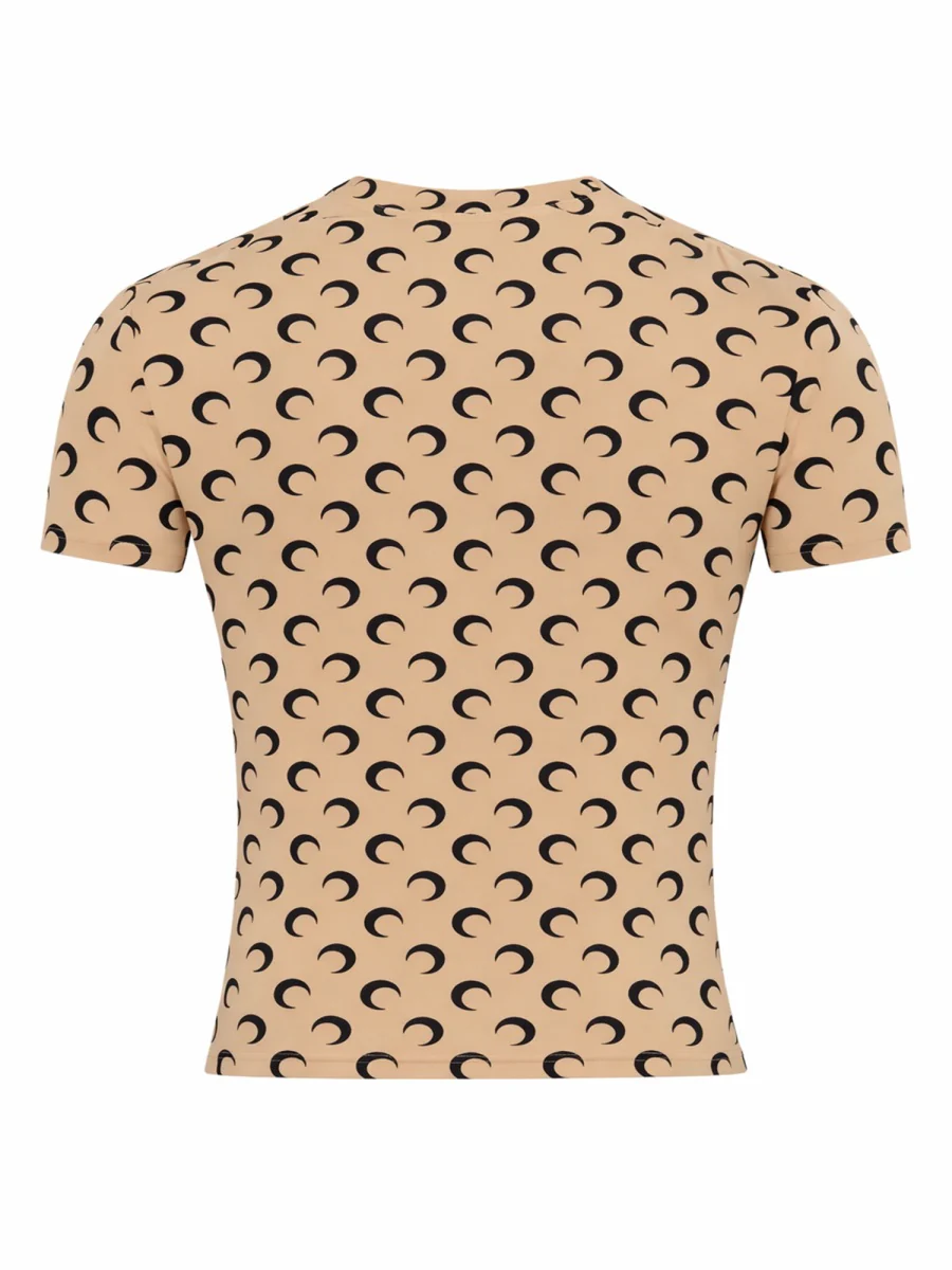 MARINE SERRE Recycled Moon Jersey Second Skin Short Sleeves Top - Image 2