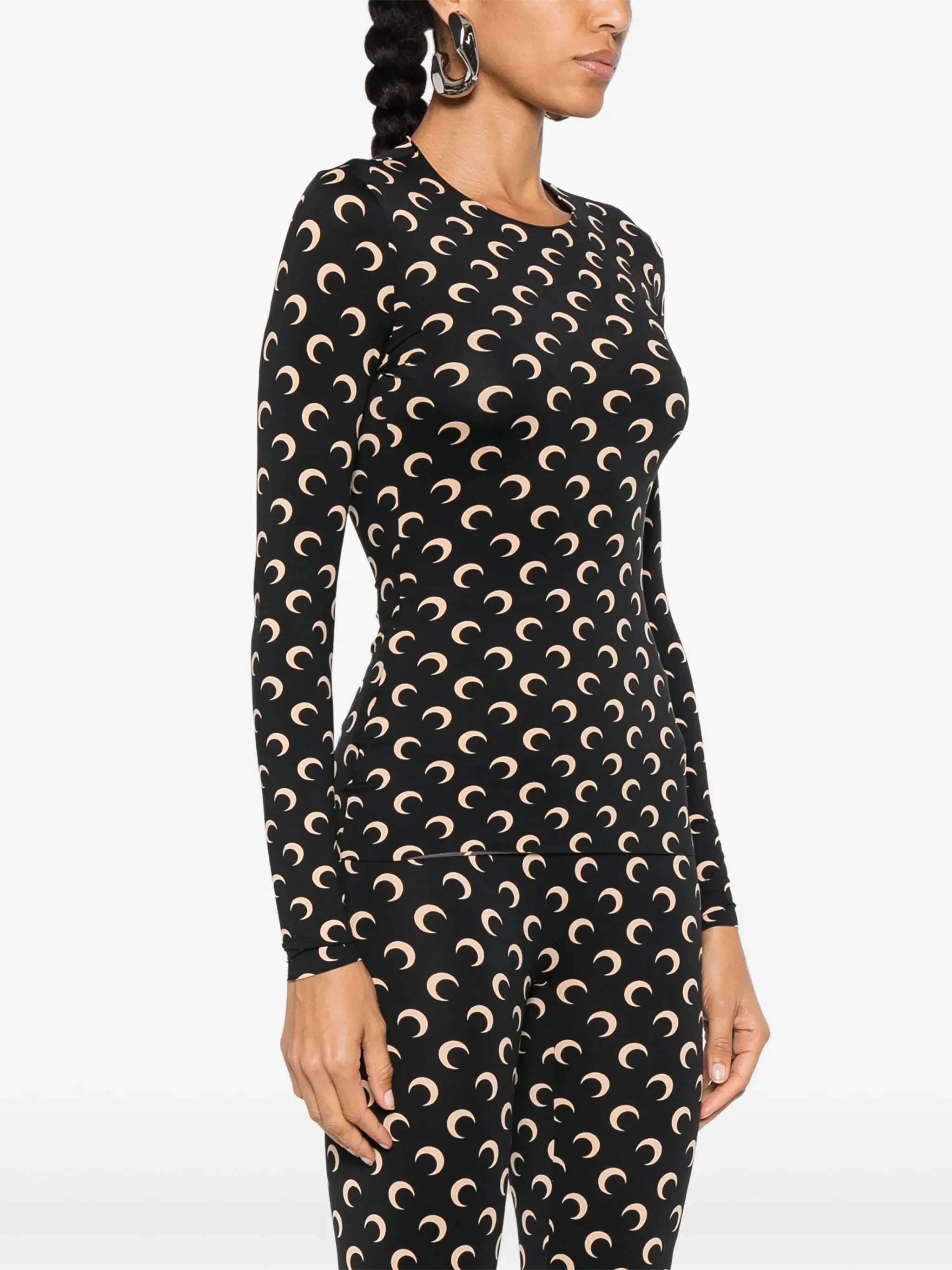 Marine Serre Reinforced Neckline Moon Print Cuffed Top - Size S - Image 3