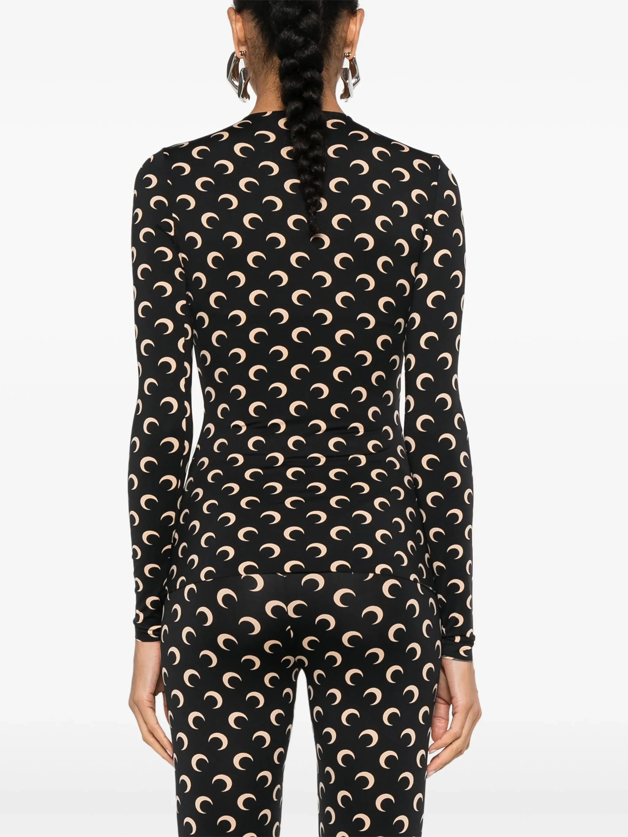 Marine Serre Reinforced Neckline Moon Print Cuffed Top - Size S - Image 4