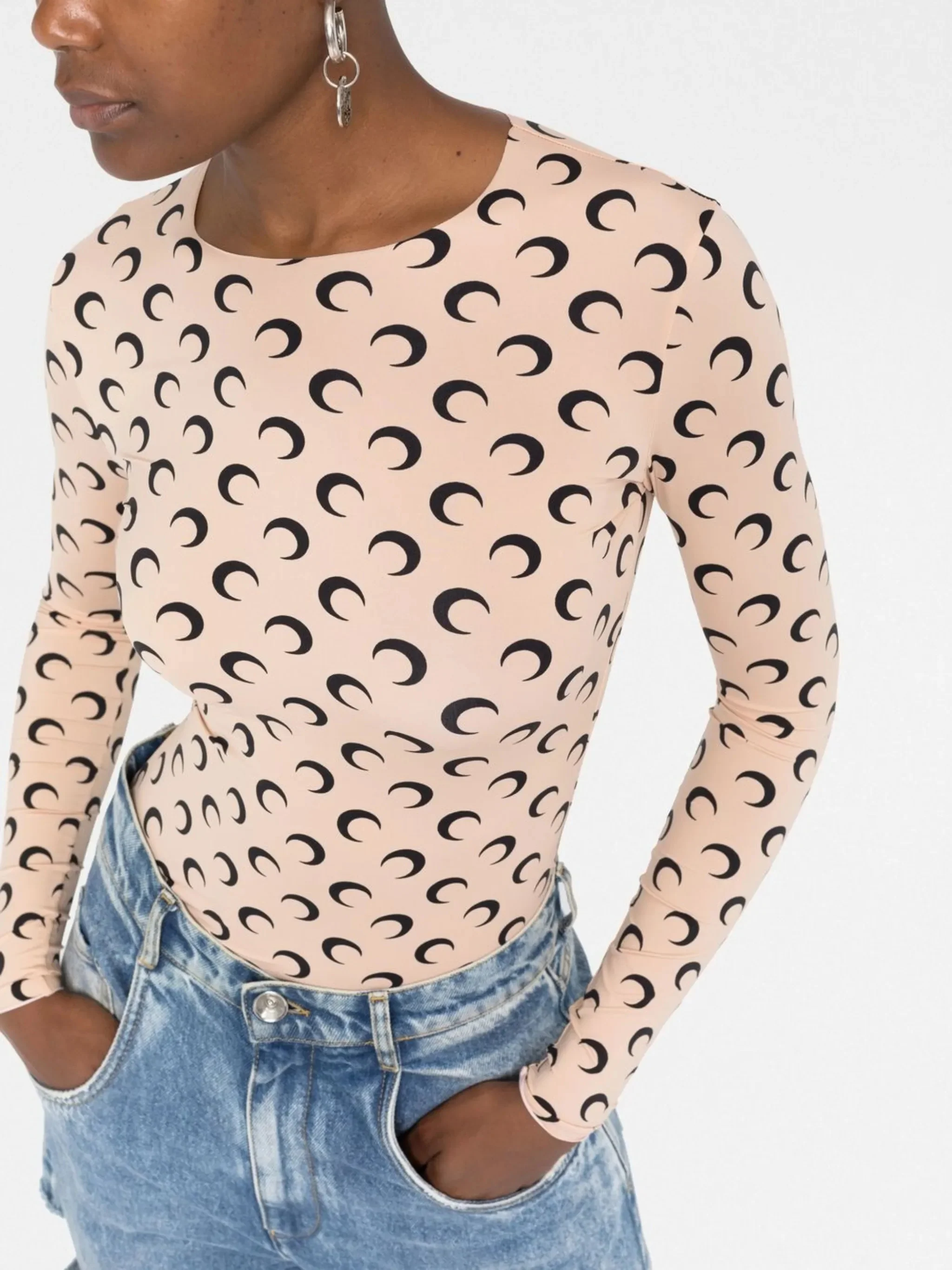 Marine Serre Reinforced Neckline Moon Print Top - Size S - Image 3