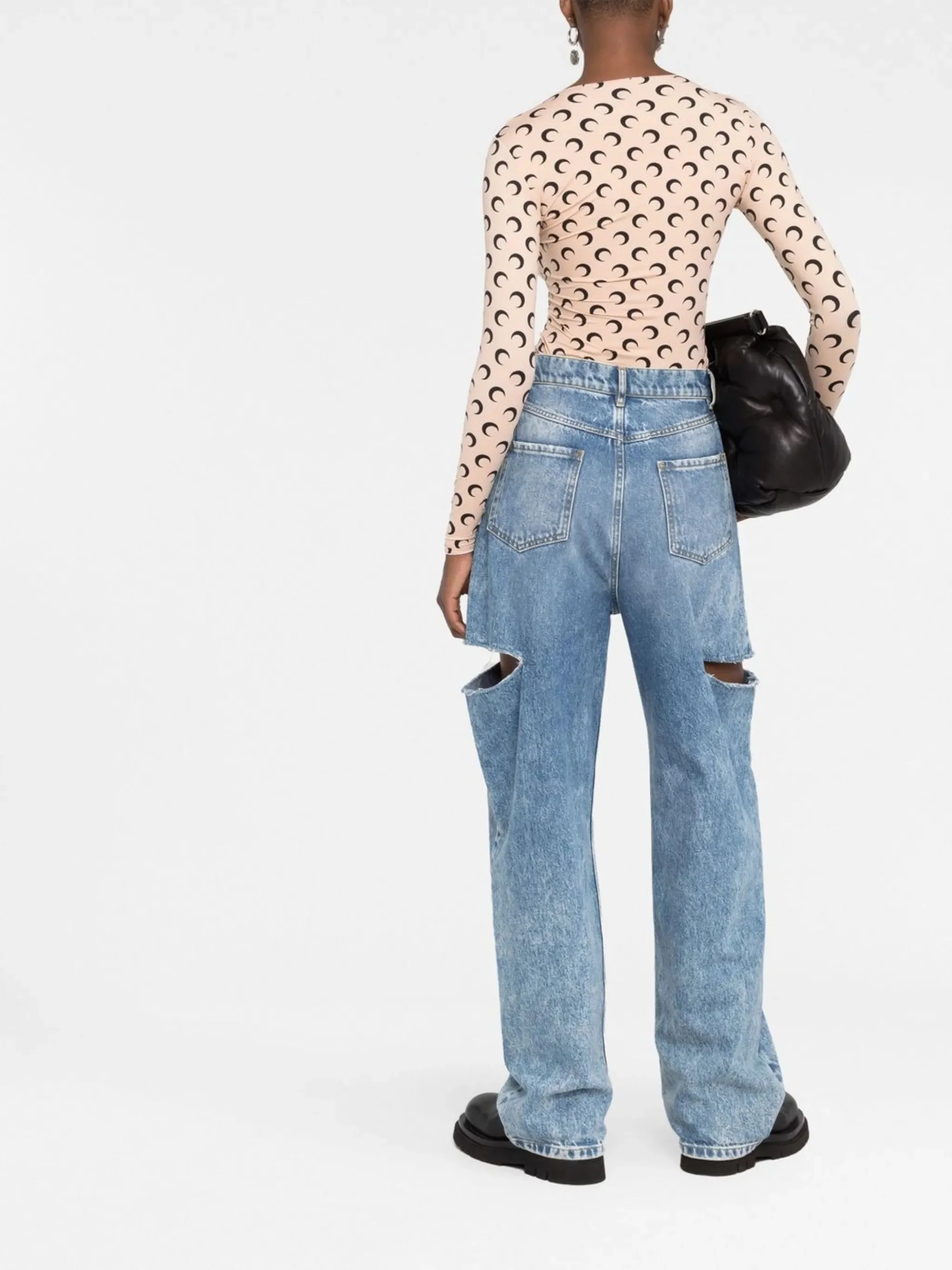 Marine Serre Reinforced Neckline Moon Print Top - Size S - Image 4