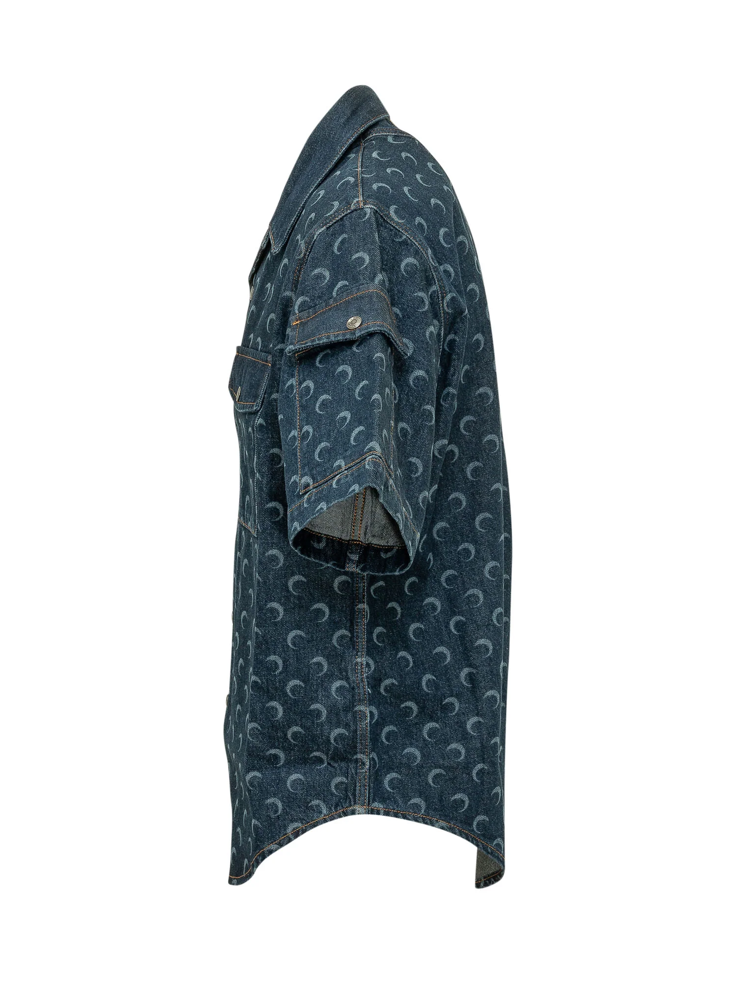 Marine Serre Sleeves Cut Mini Shirt with Unique Print - Image 3