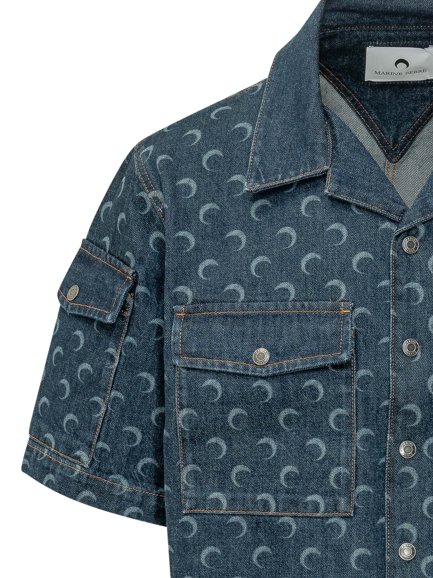 Marine Serre Sleeves Cut Mini Shirt with Unique Print - Image 4