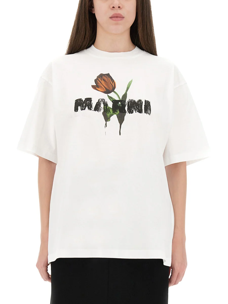 Marni Cotton Knit T-Shirt for Women - FW25 Collection - Image 5