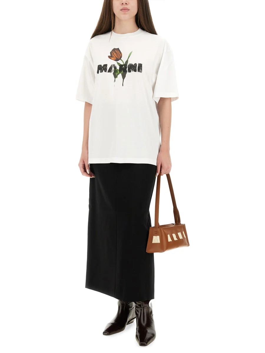 Marni Cotton Knit T-Shirt for Women - FW25 Collection - Image 6