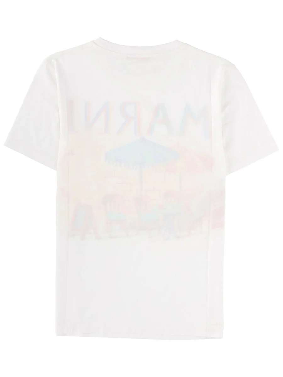 MARNI Cotton T-shirt with Bar Postcard Print - Image 2