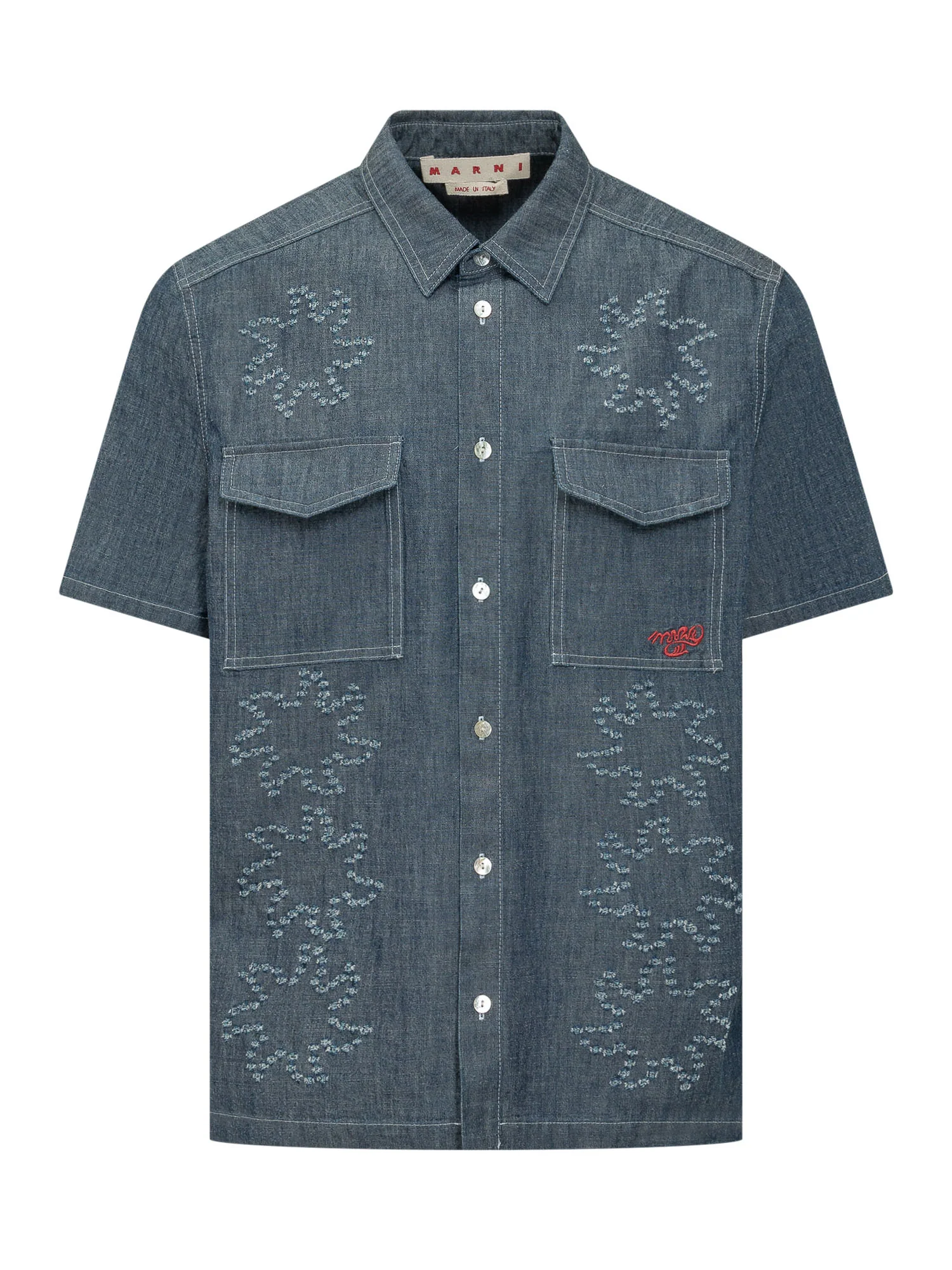 Marni Embroidered Mini Shirt with Pocket Detail