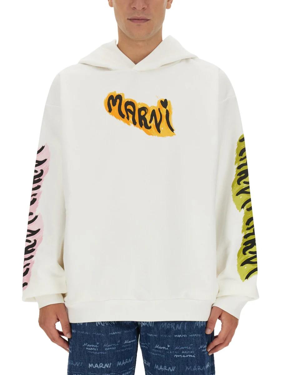 MARNI Graffiti-print Cotton Hoodie