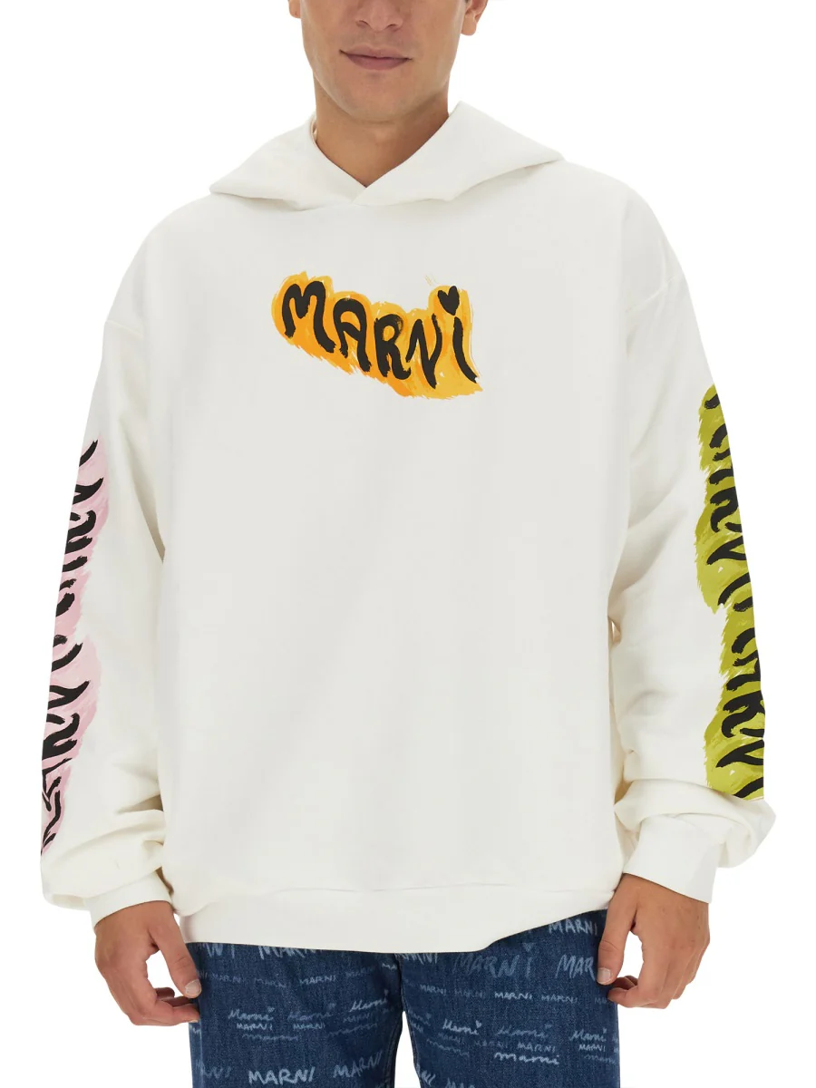MARNI Graffiti-print Cotton Hoodie - Image 4