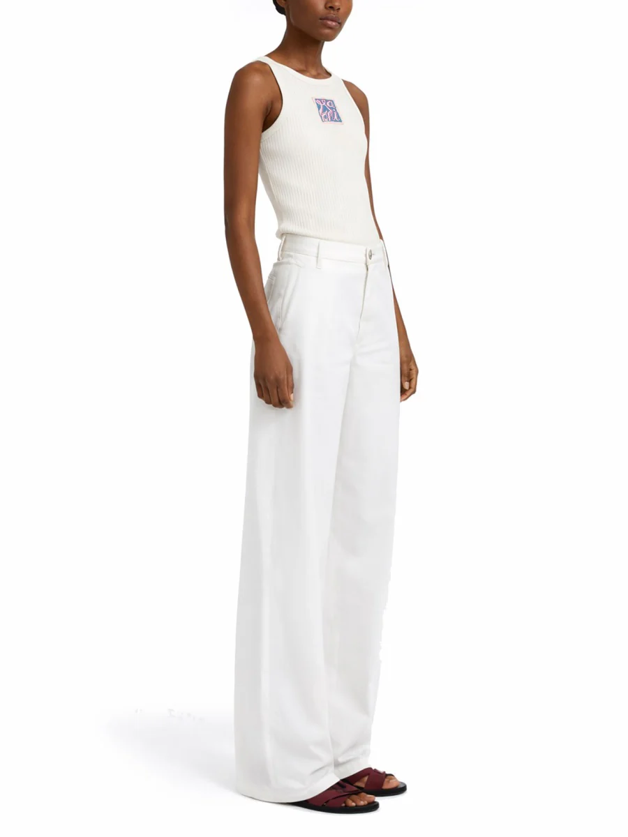 MARNI Ribbed Cotton Tank Top with Frame Logo - Image 3