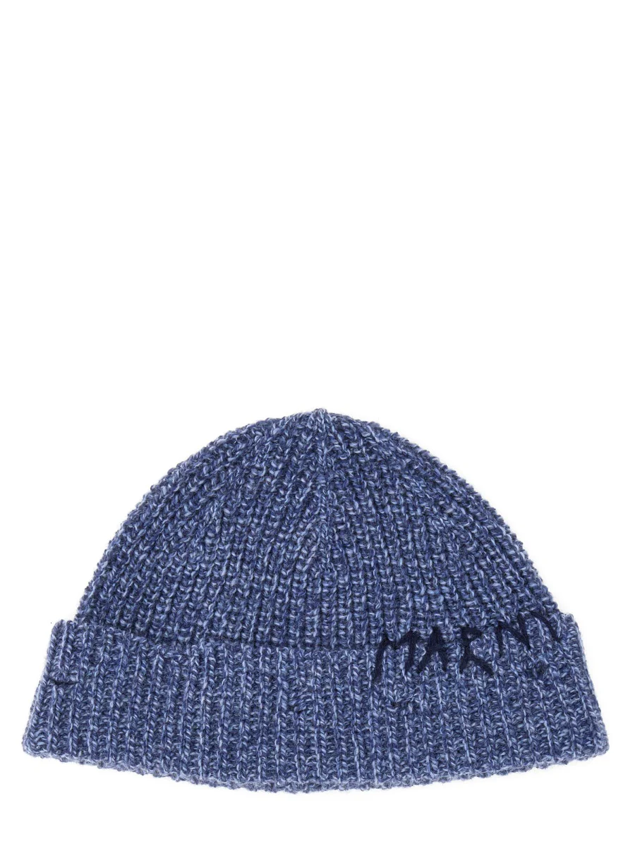 MARNI Wool Beanie with Mending Embroidery
