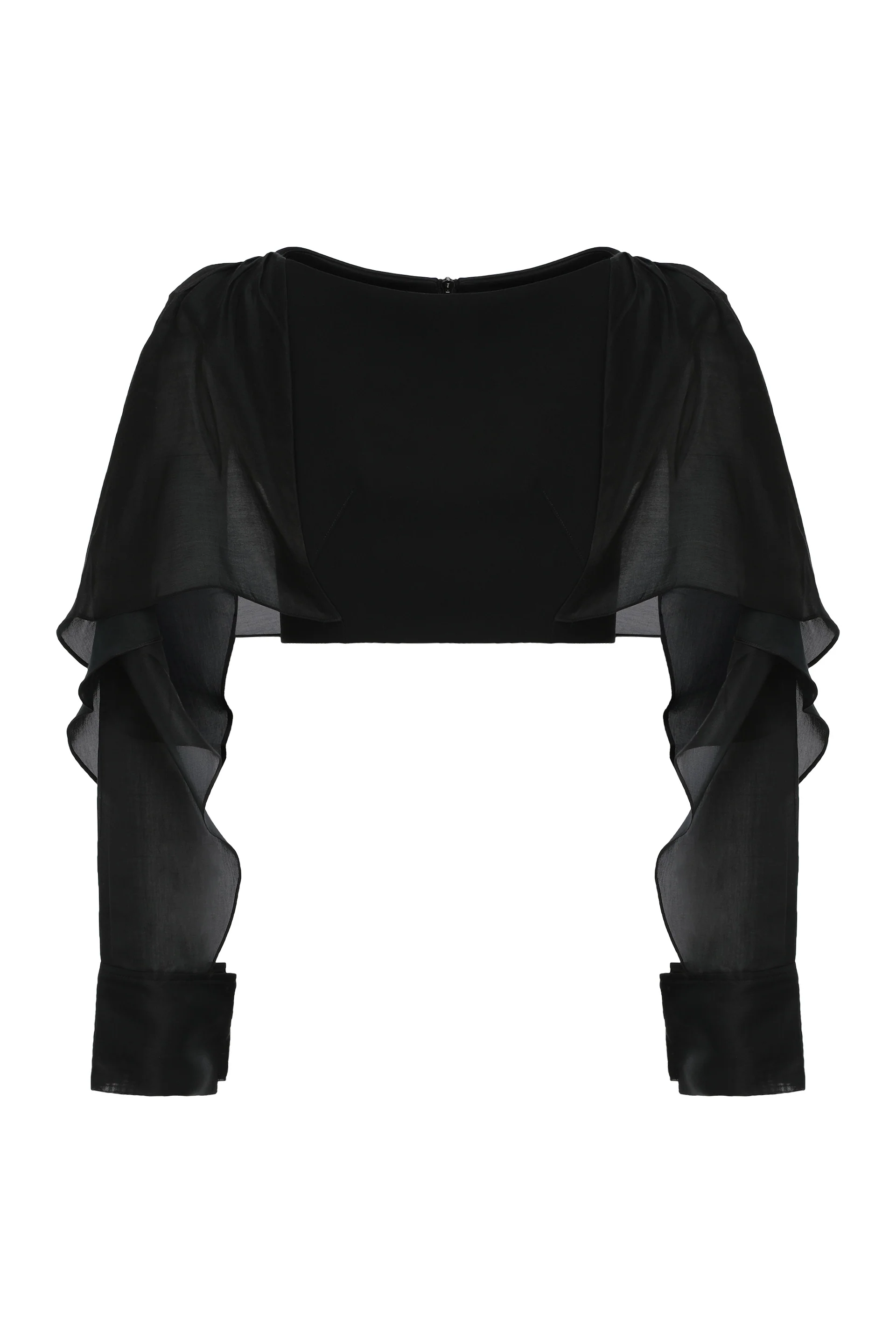 Maticevski Illusion Cropped Ruffled Sequined Mesh Top