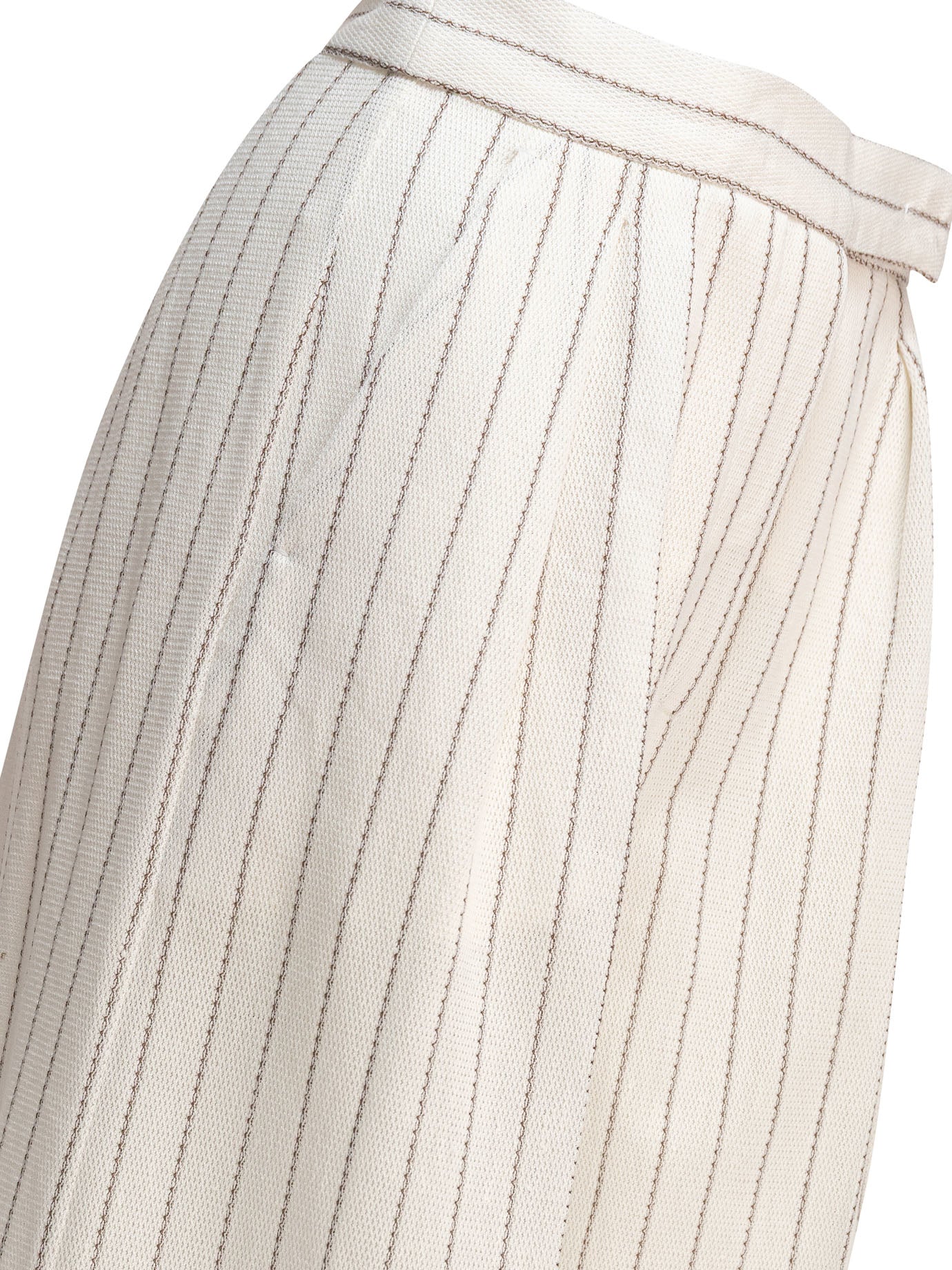 MAX MARA 'Clarion' Pants in Pinstriped Cotton and Linen Blend, Wide Leg, Zip, Hook and Front Button Closure, Pockets - Image 4