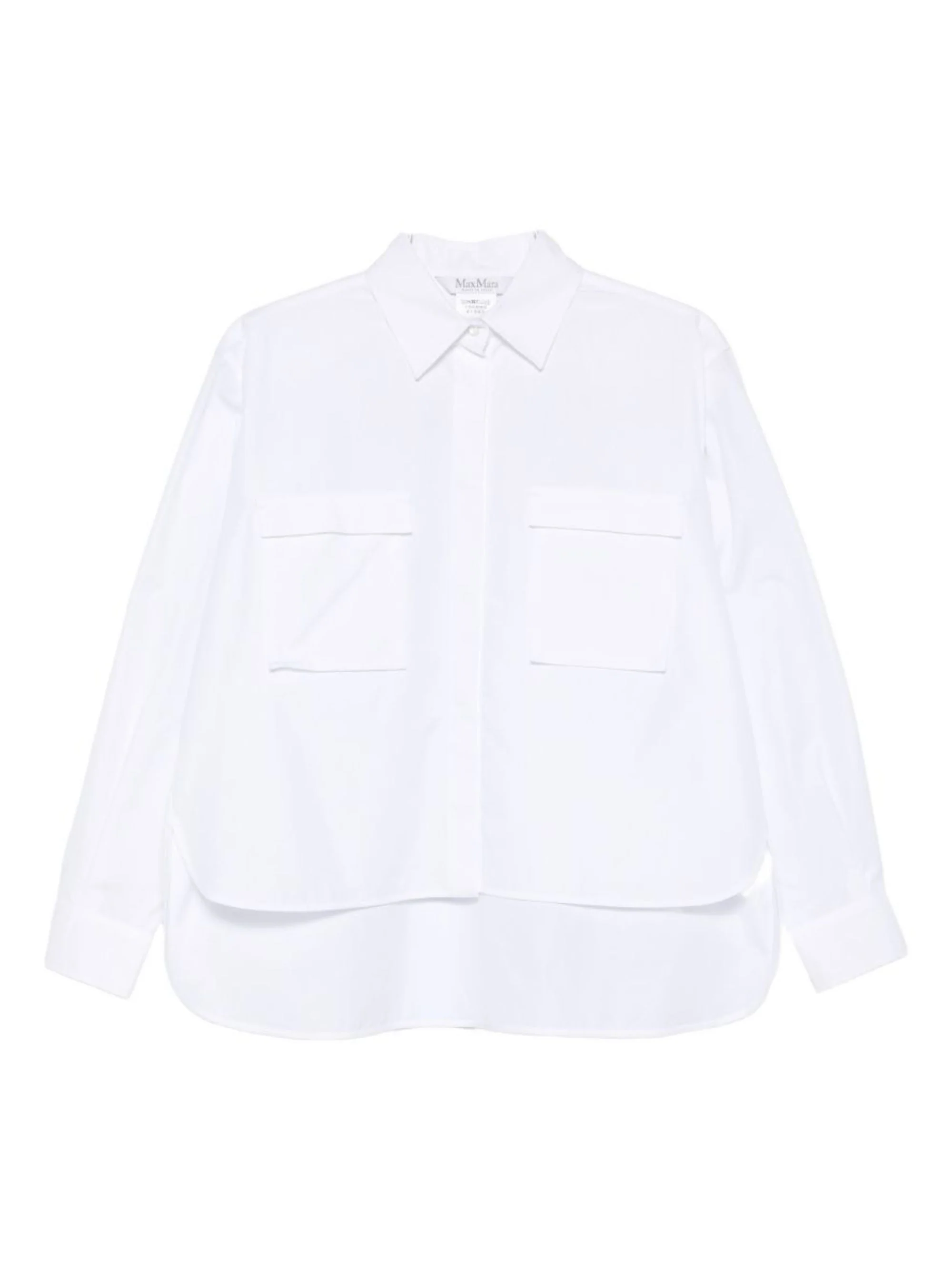Max Mara Classic Cotton Shirt with French Collar and Hidden Button Closure