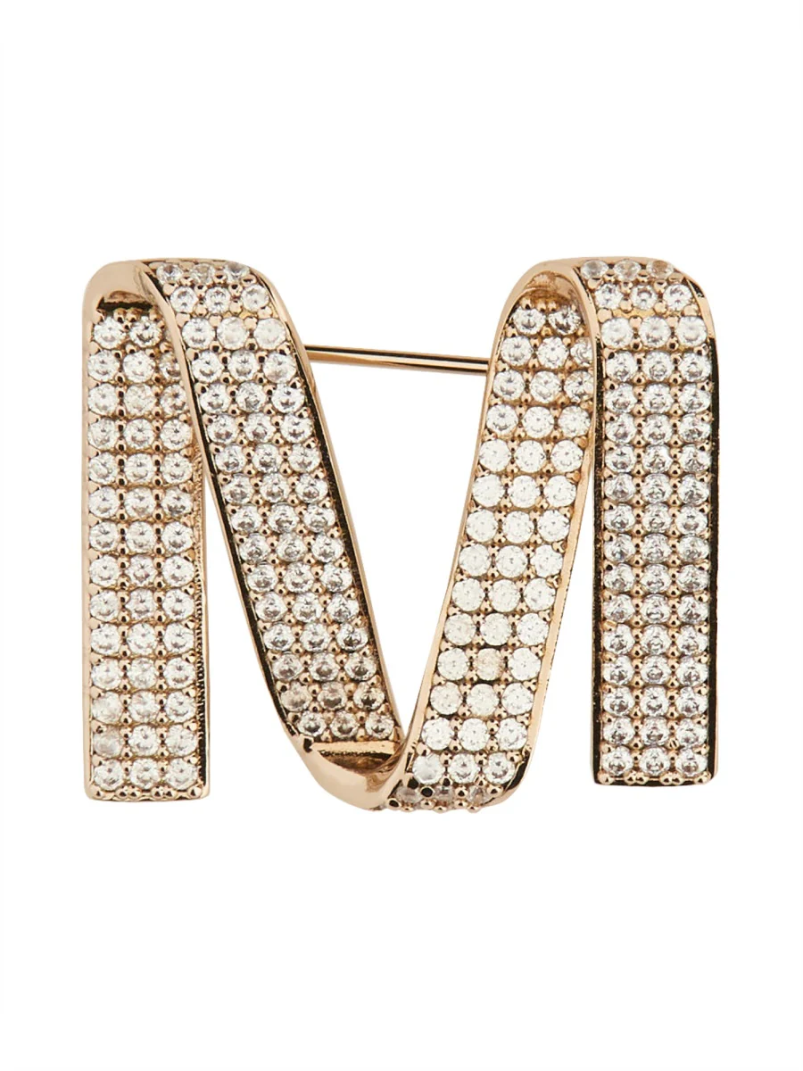 MAX MARA Crystal-adorned Monogram Brooch