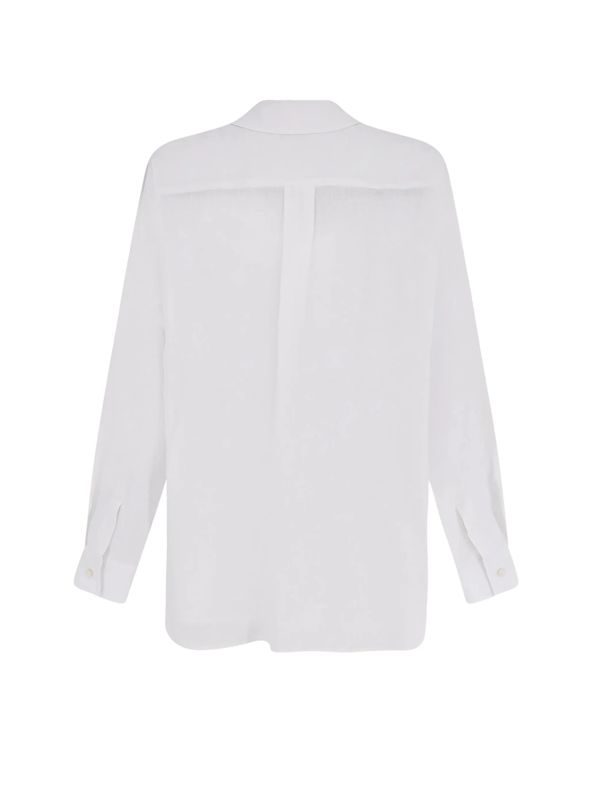 Max Mara Falasco Linen Shirt with Hidden Button Closure and Monogram Embroidery - Image 2