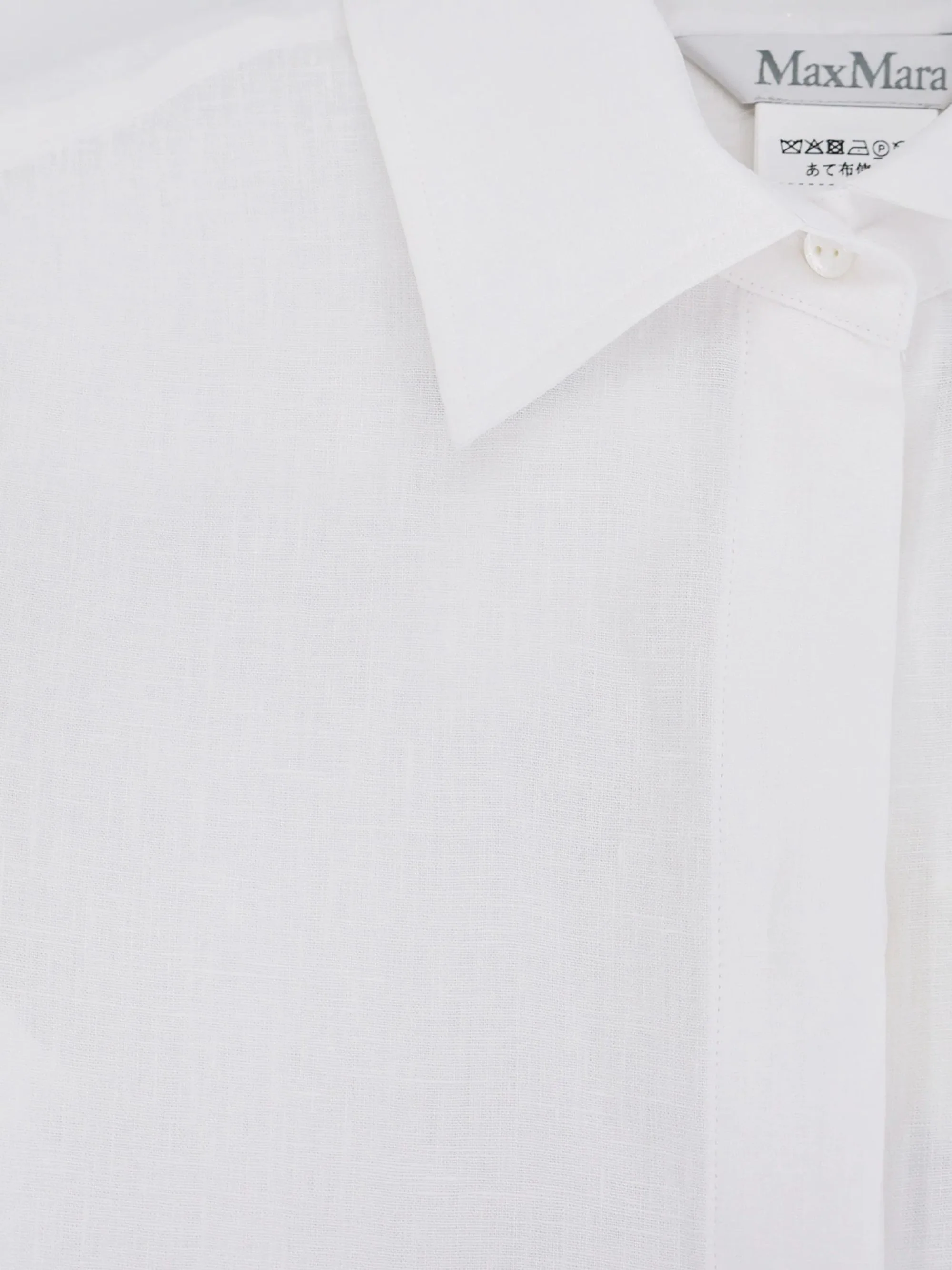 Max Mara Falasco Linen Shirt with Hidden Button Closure and Monogram Embroidery - Image 3