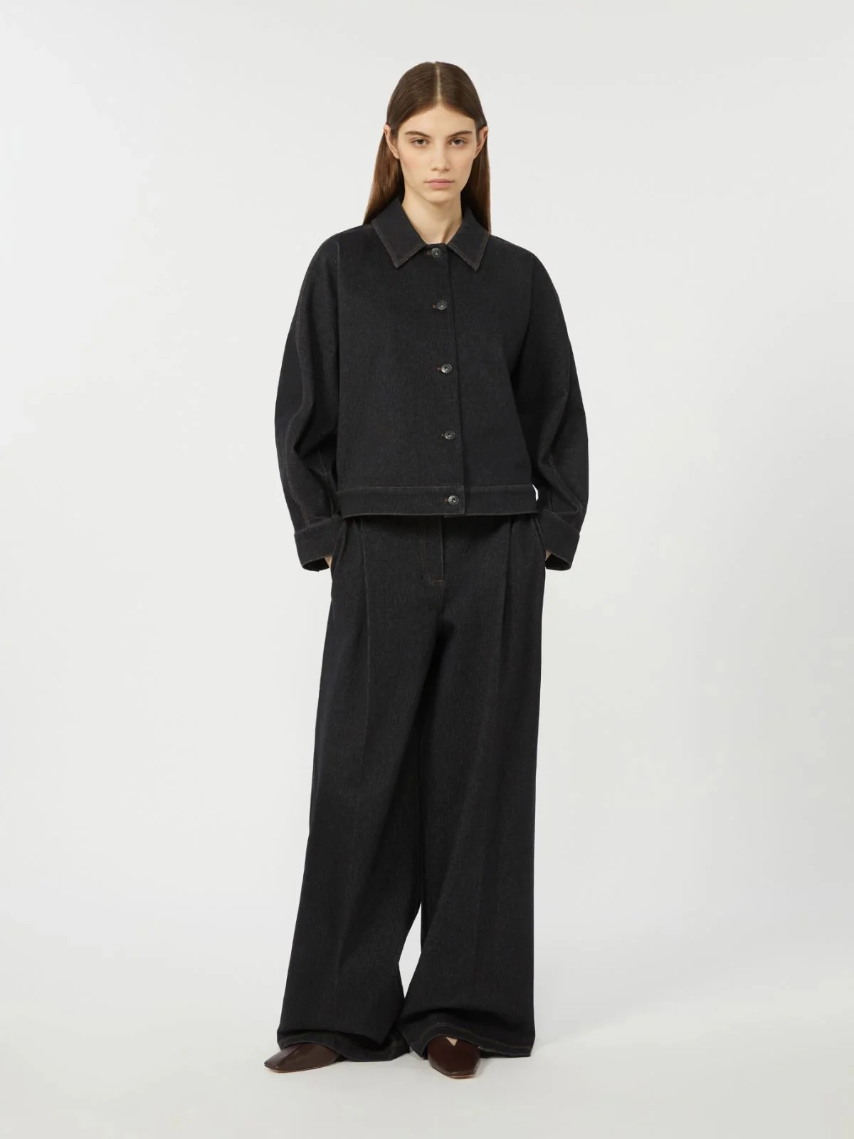 Max Mara Oversized Cotton Blend Jacket with Kimono Sleeves - Image 2